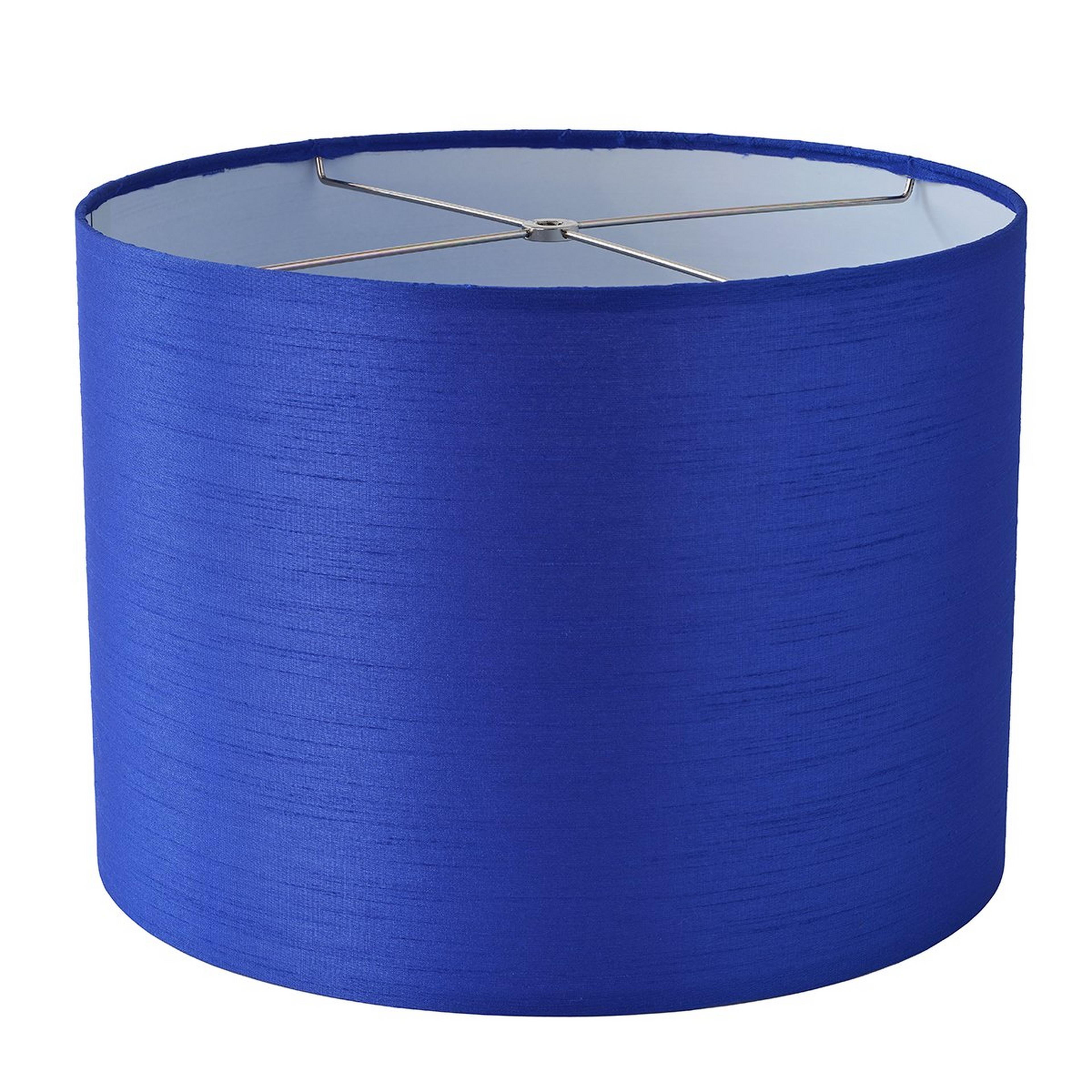 A 16" Faux Silk Dupioni Drum Shade with Navy / Silver color