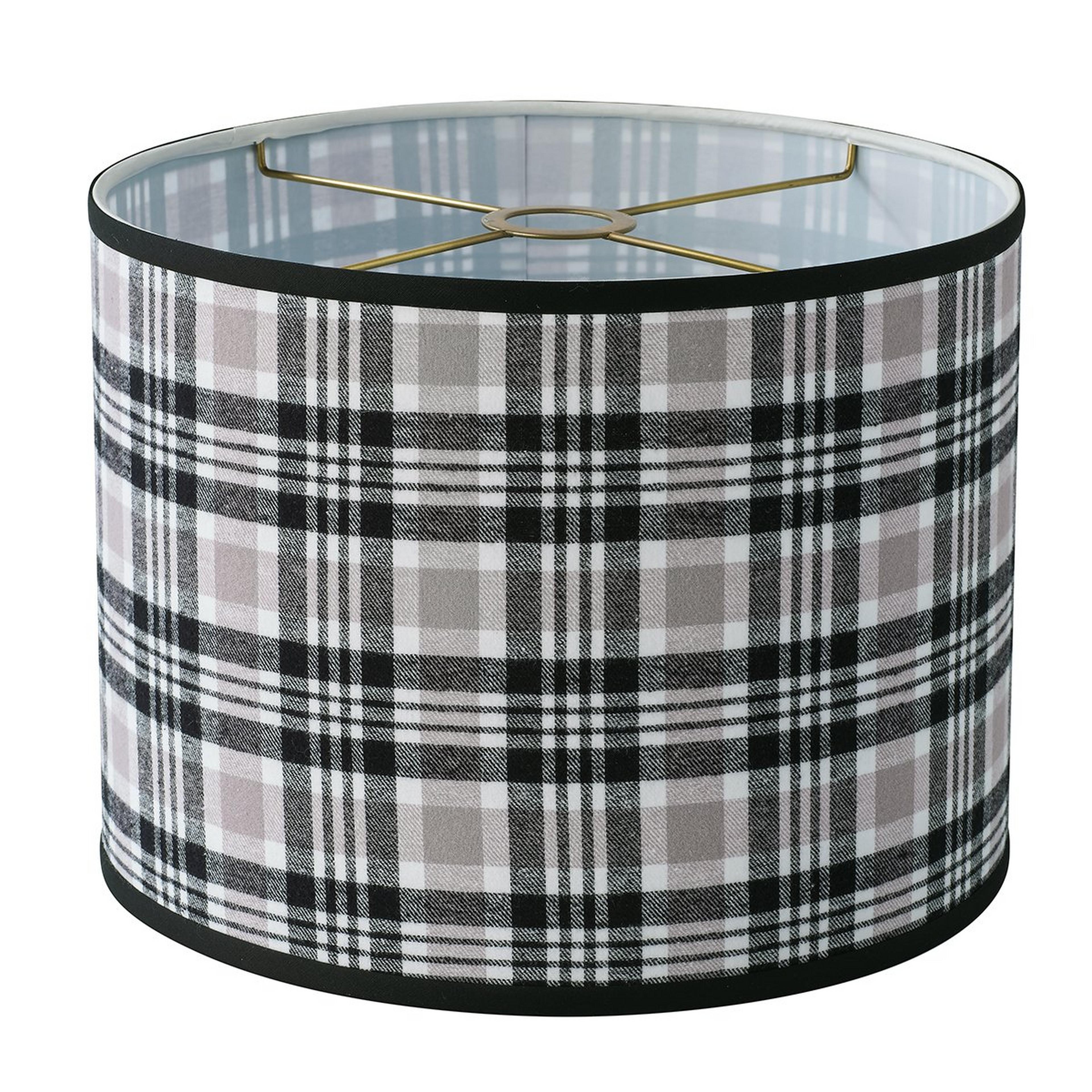 A 14" Flannel Drum Shade with Euro Fitter with Black / White color