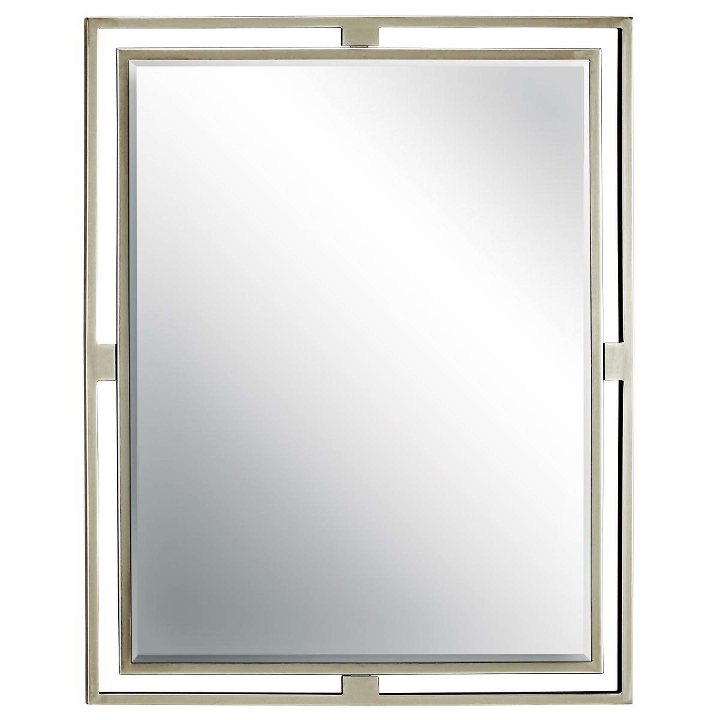 A Double Tube Frame Mirror with Brushed Nickel color
