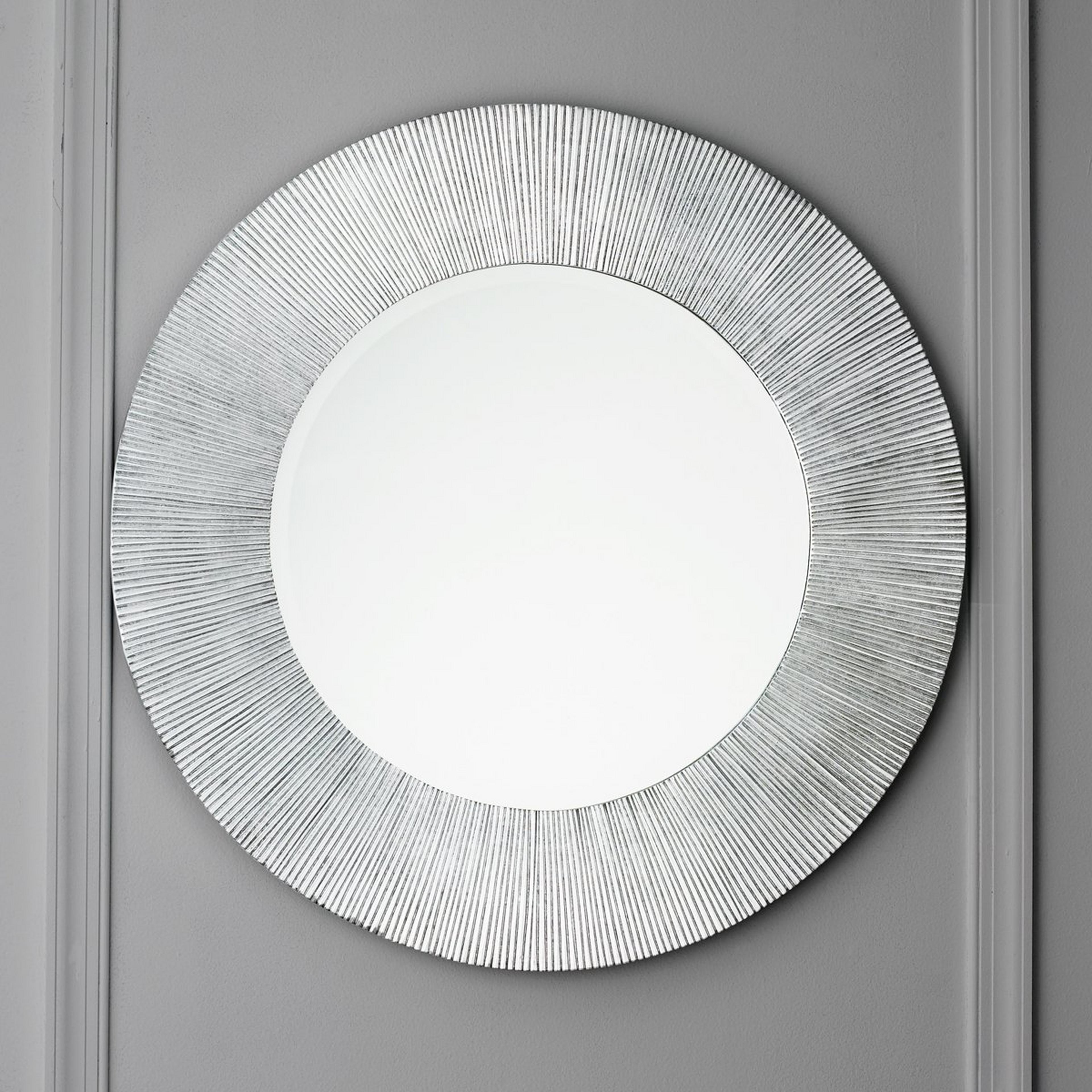 A Silver Groove Round Circle Mirror with undefined color