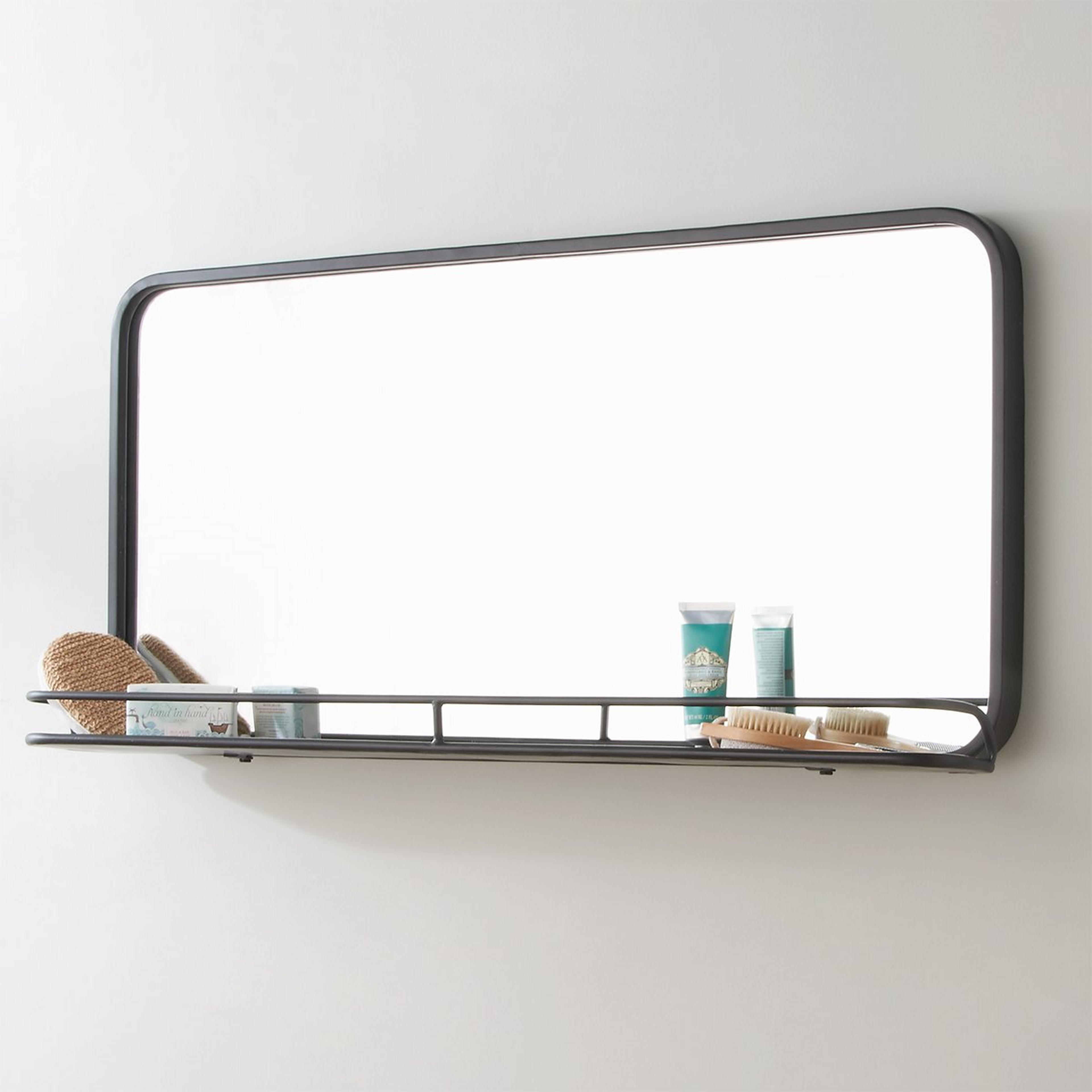 A Metal Mirror with Shelf - Large with Black color