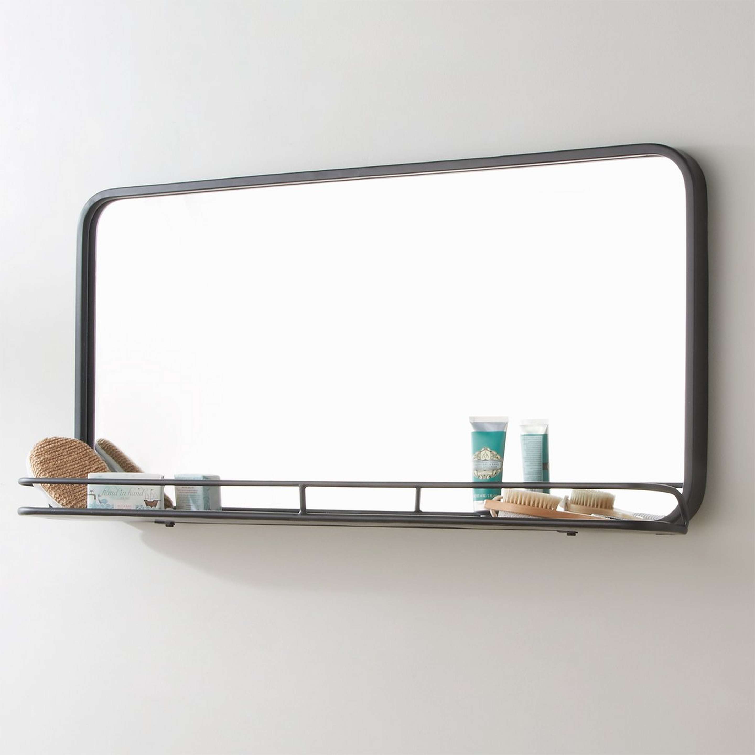 A Metal Mirror with Shelf - Large with Black color