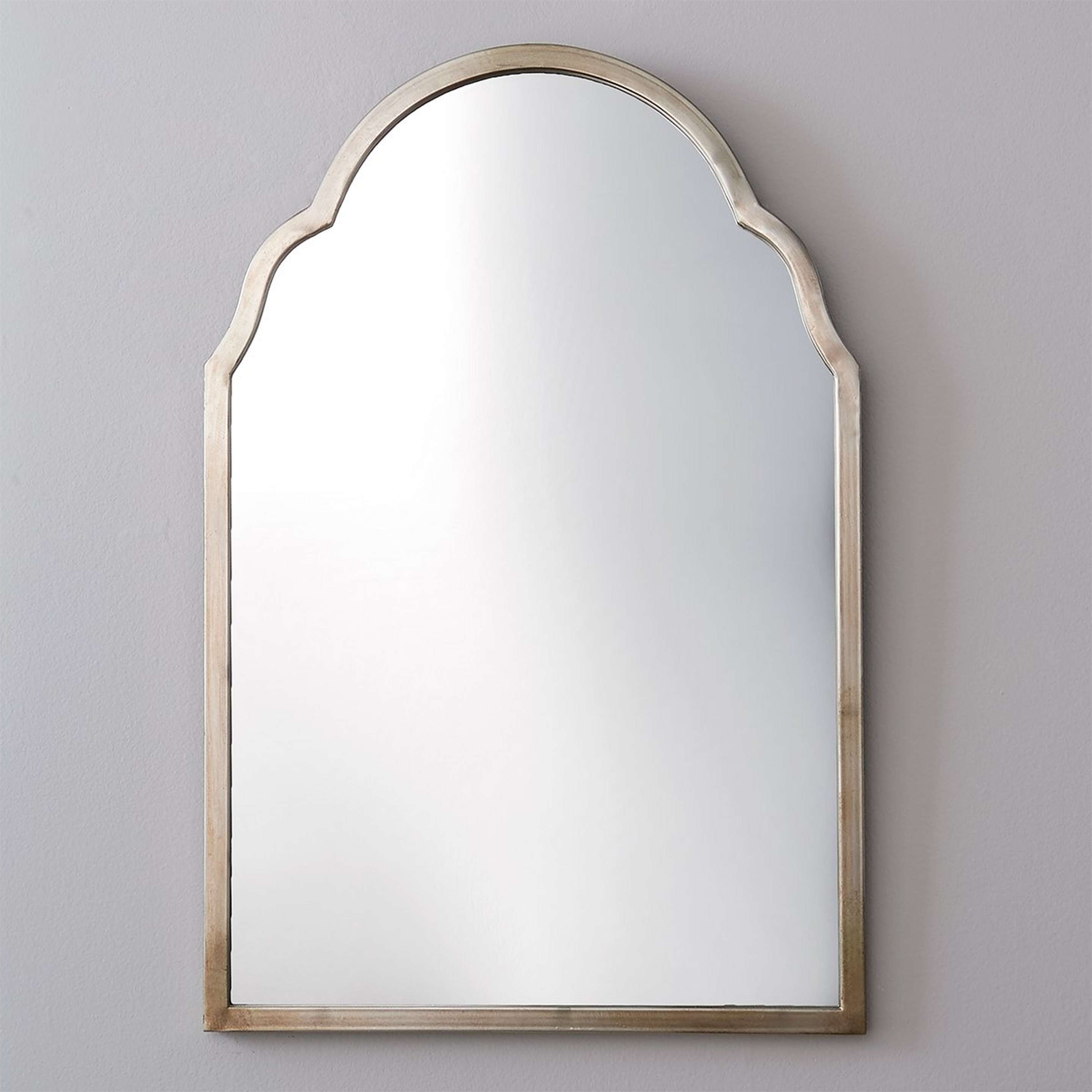 A Silver Arched Frame Mirror with Champagne Silver color