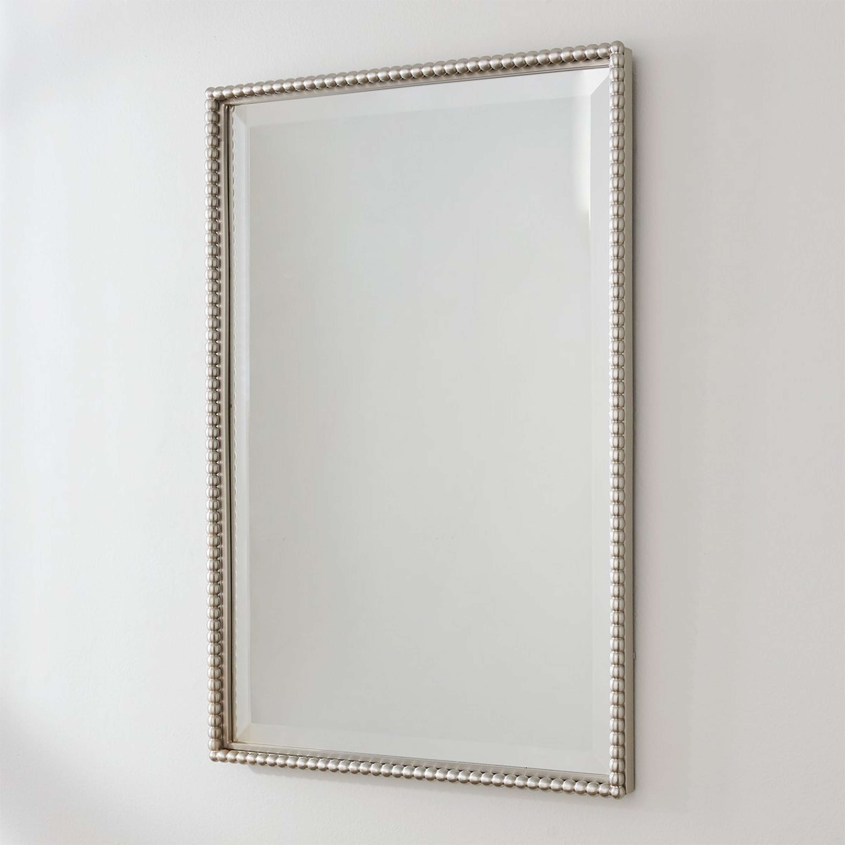 A Beaded Beveled Mirror - Rectangular with Brushed Nickel color