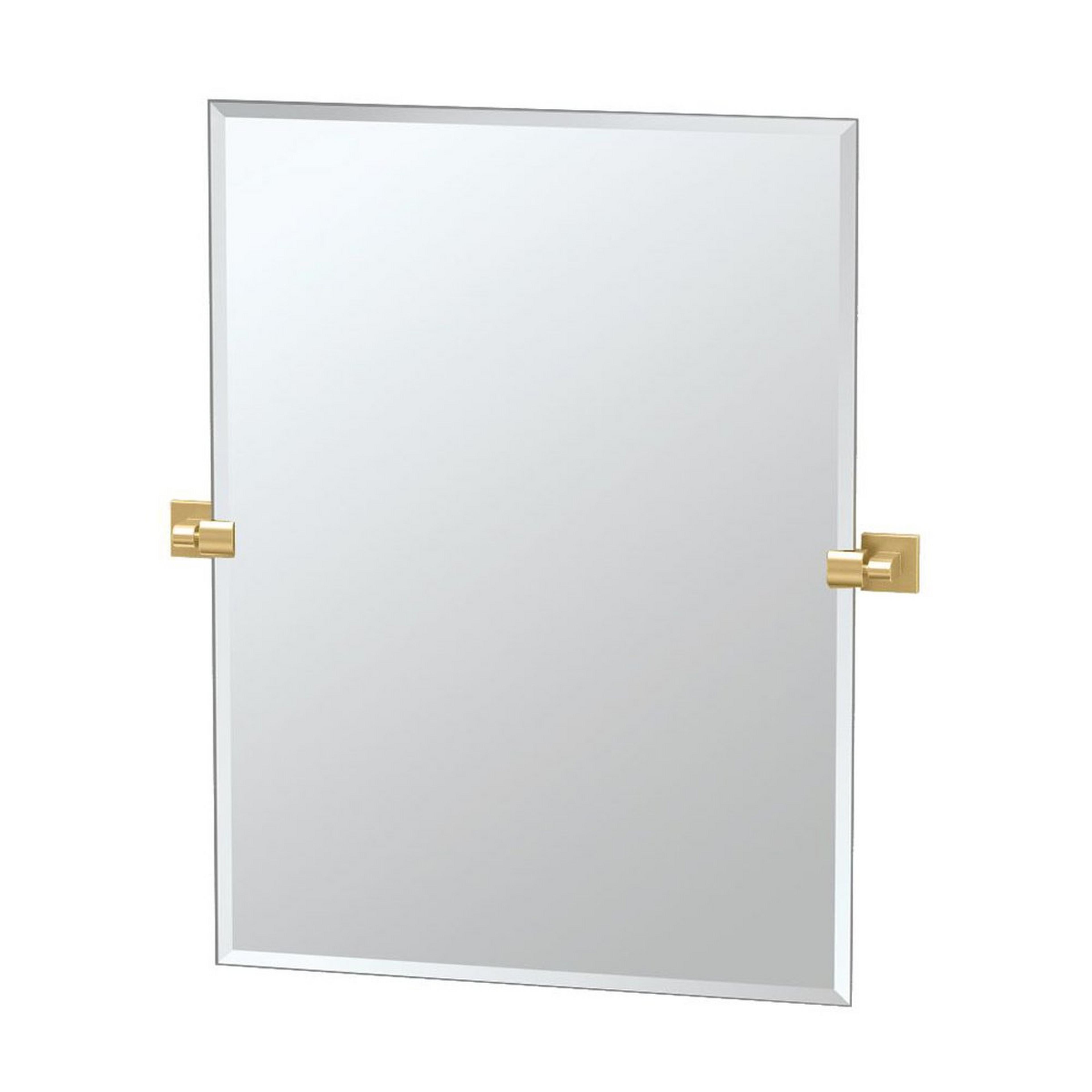 A Modern Minimalist Frameless Rectangular Mirror - Large with Brushed Brass color