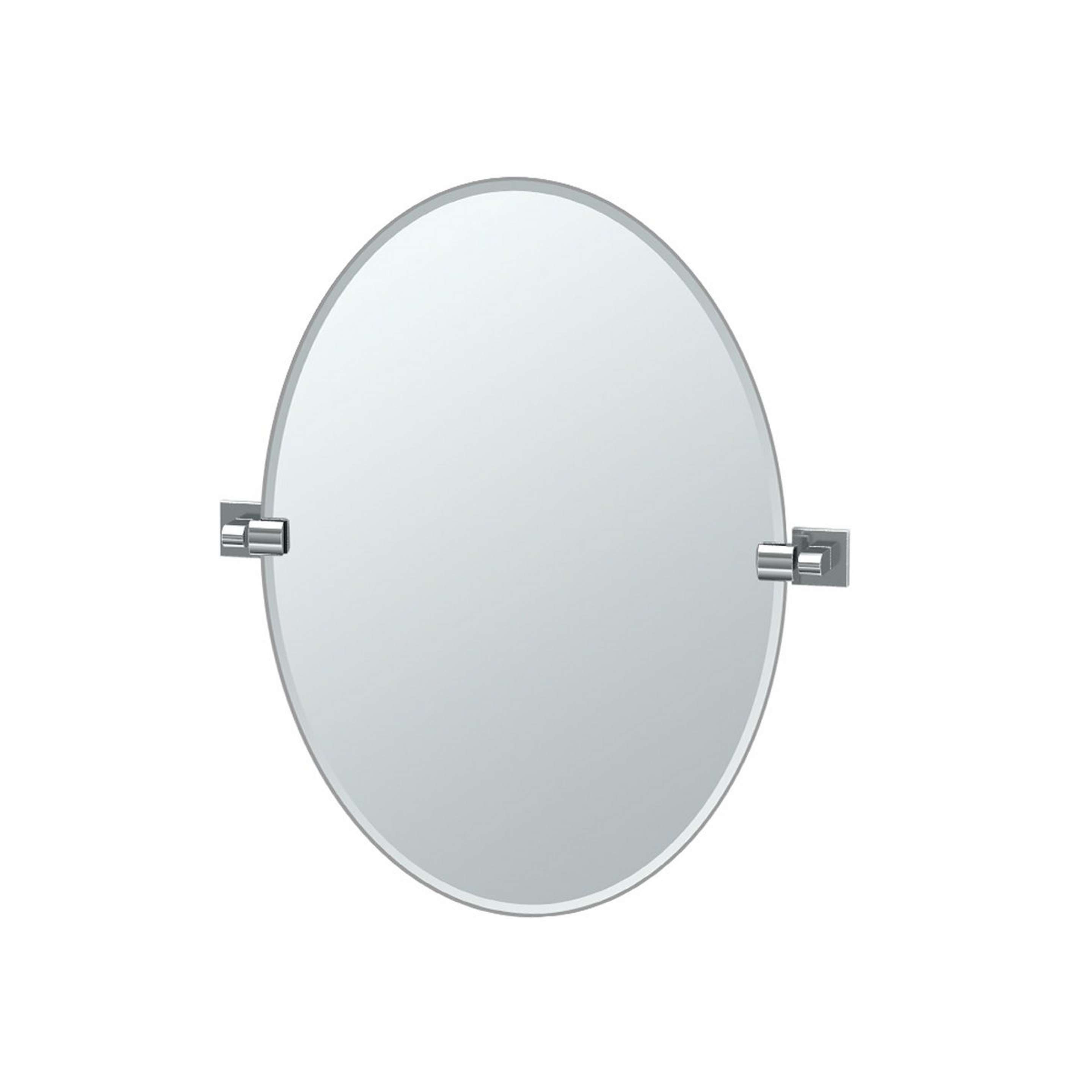 A Pivoting Beveled Oval Mirror - Small with Chrome color