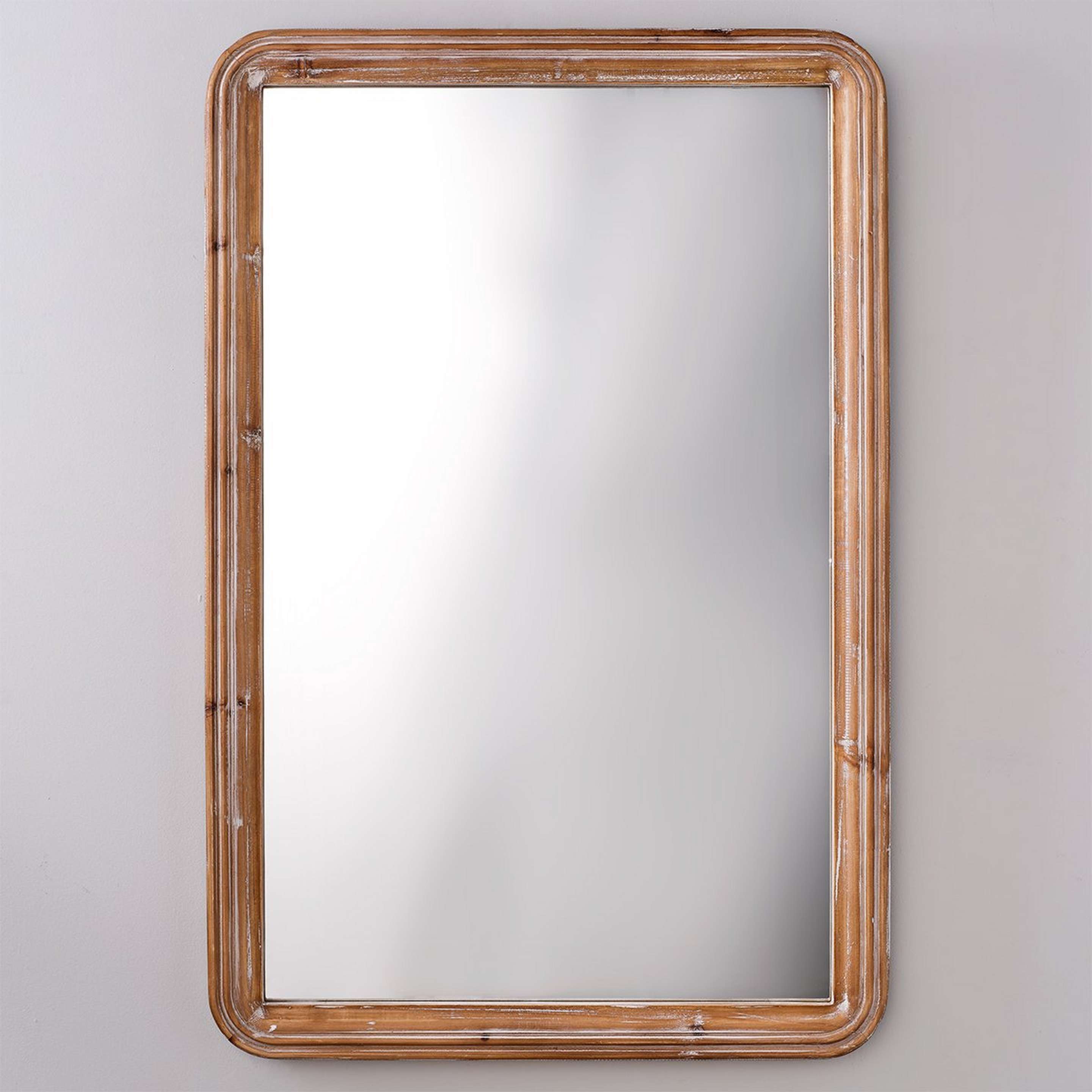 A Carolina Mirror with Rustic Light Wood color
