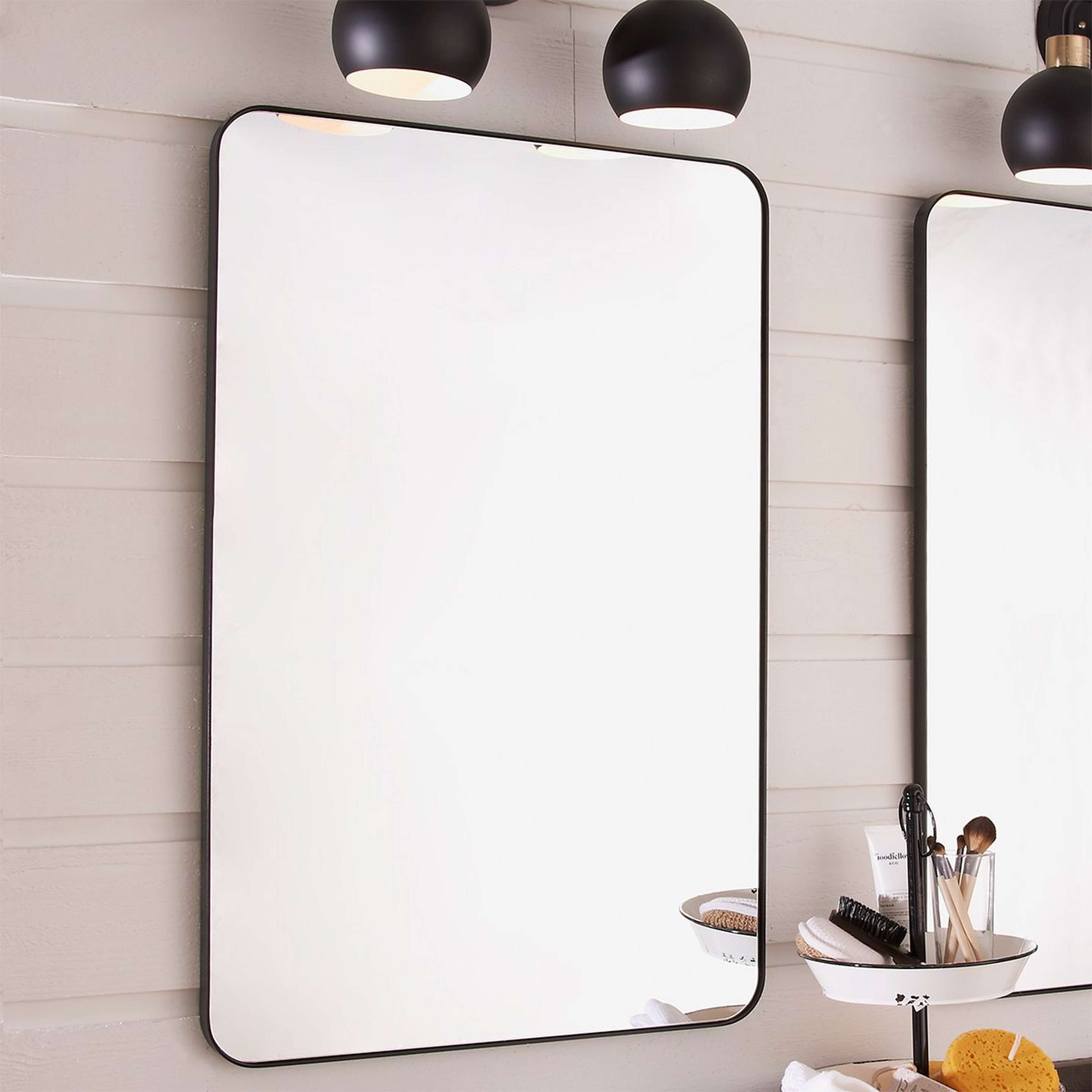 A Refreshingly Rectangular Mirror with Matte Black color