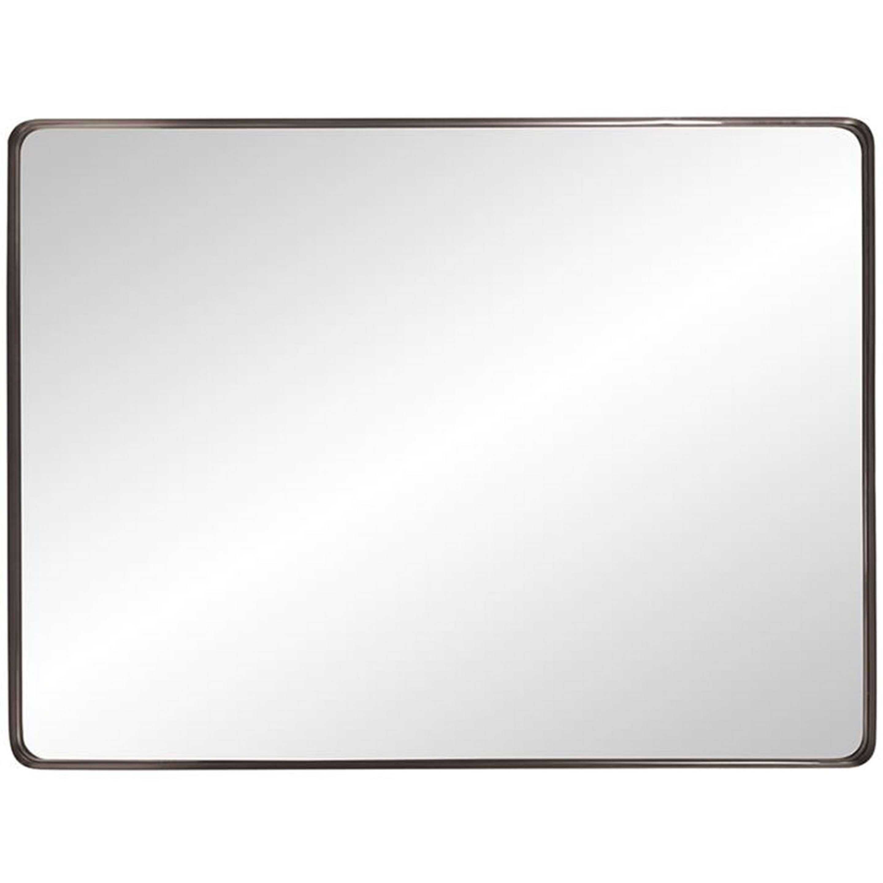 A Shadow Box Rectangular Mirror with Brushed Brass color