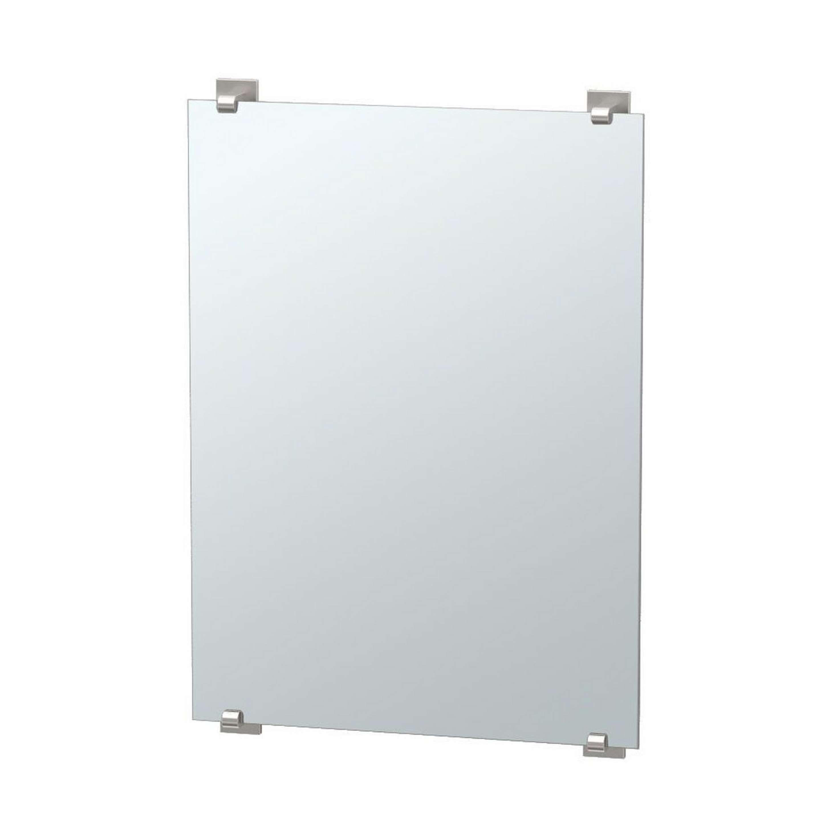 A Modern Minimalist Straight Edge Mirror - Rectangle with Satin Nickel color