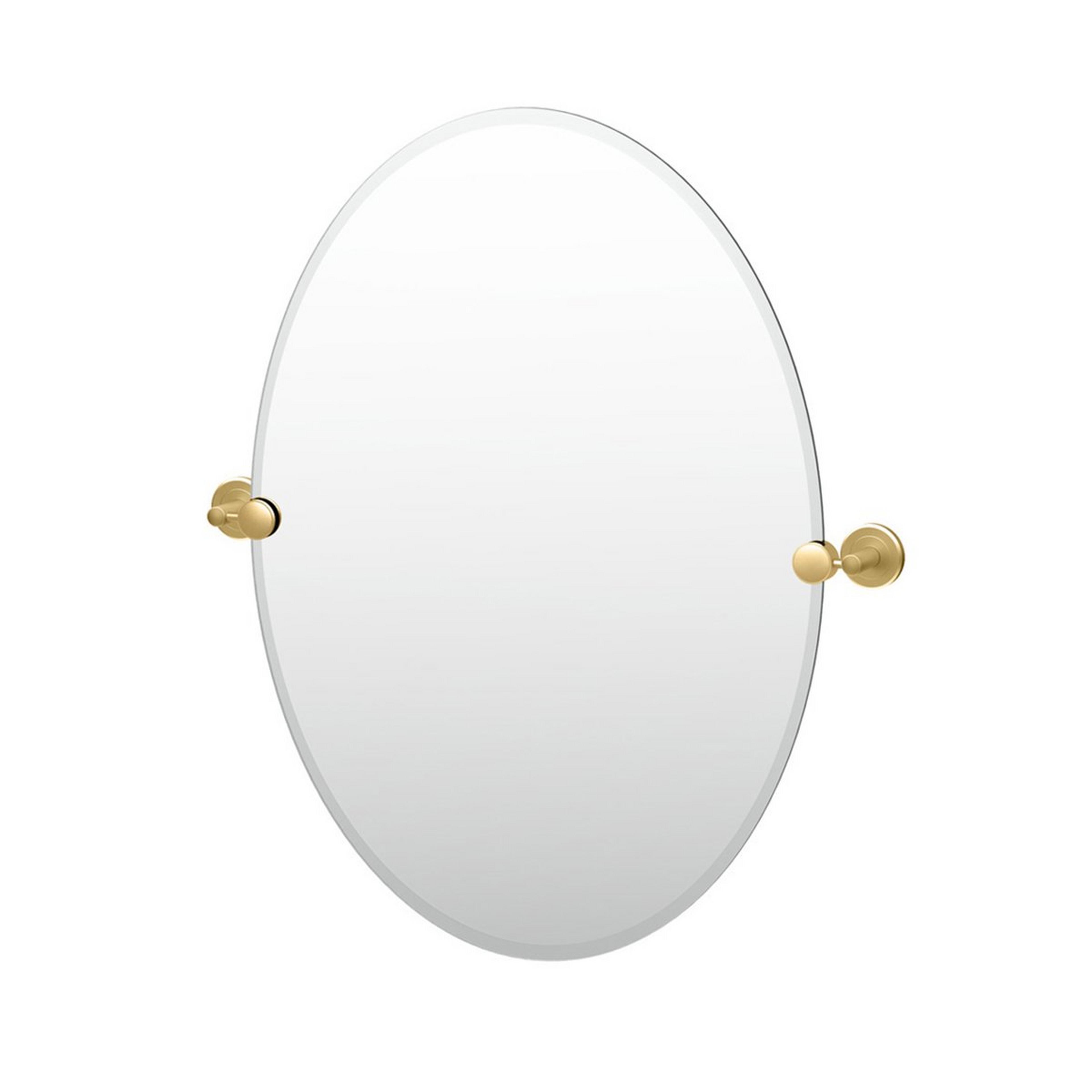 A Essential Modern Frameless Oval Mirror - Large with Aged Brass color