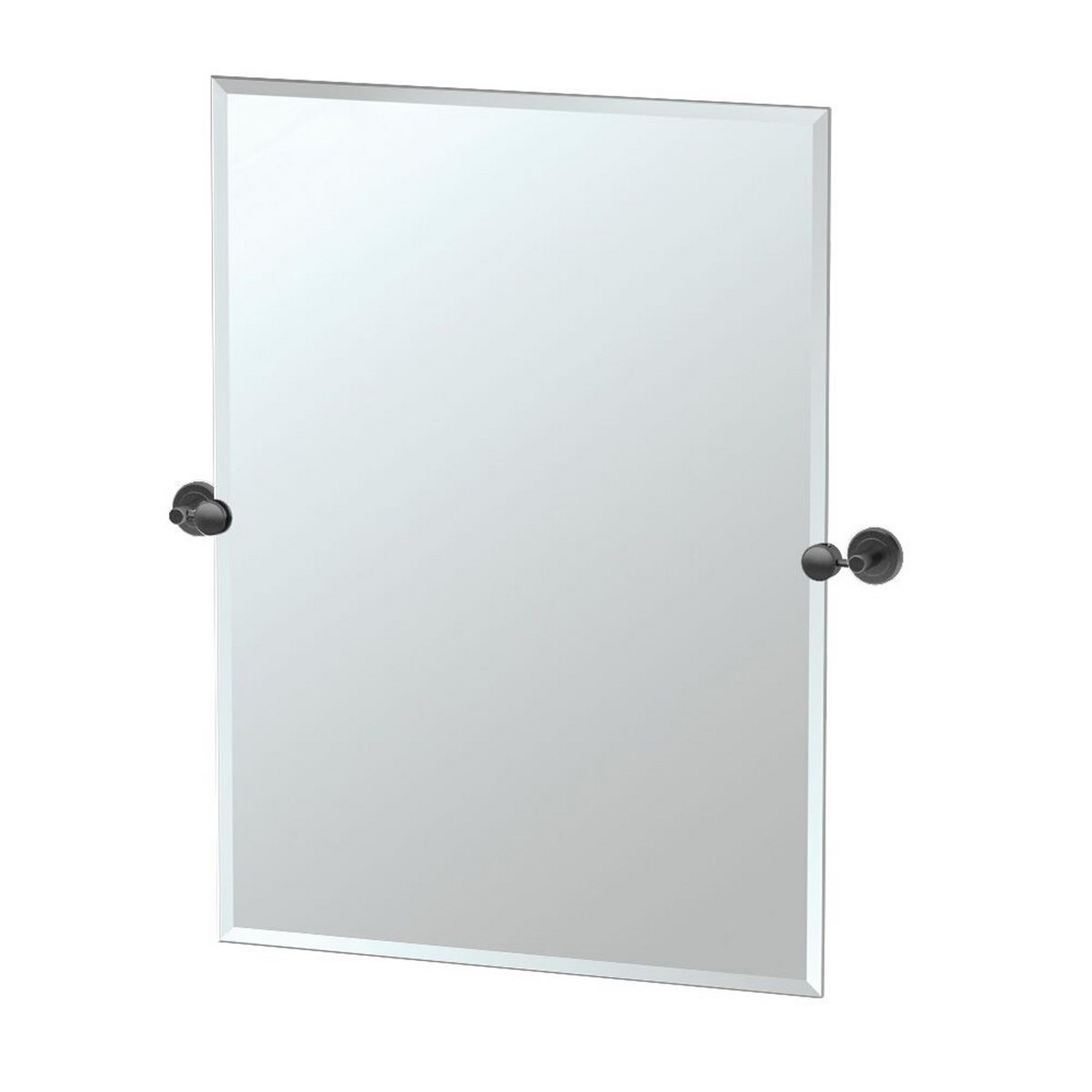 A Essential Modern Frameless Rectangle Mirror - Large with Matte Black color