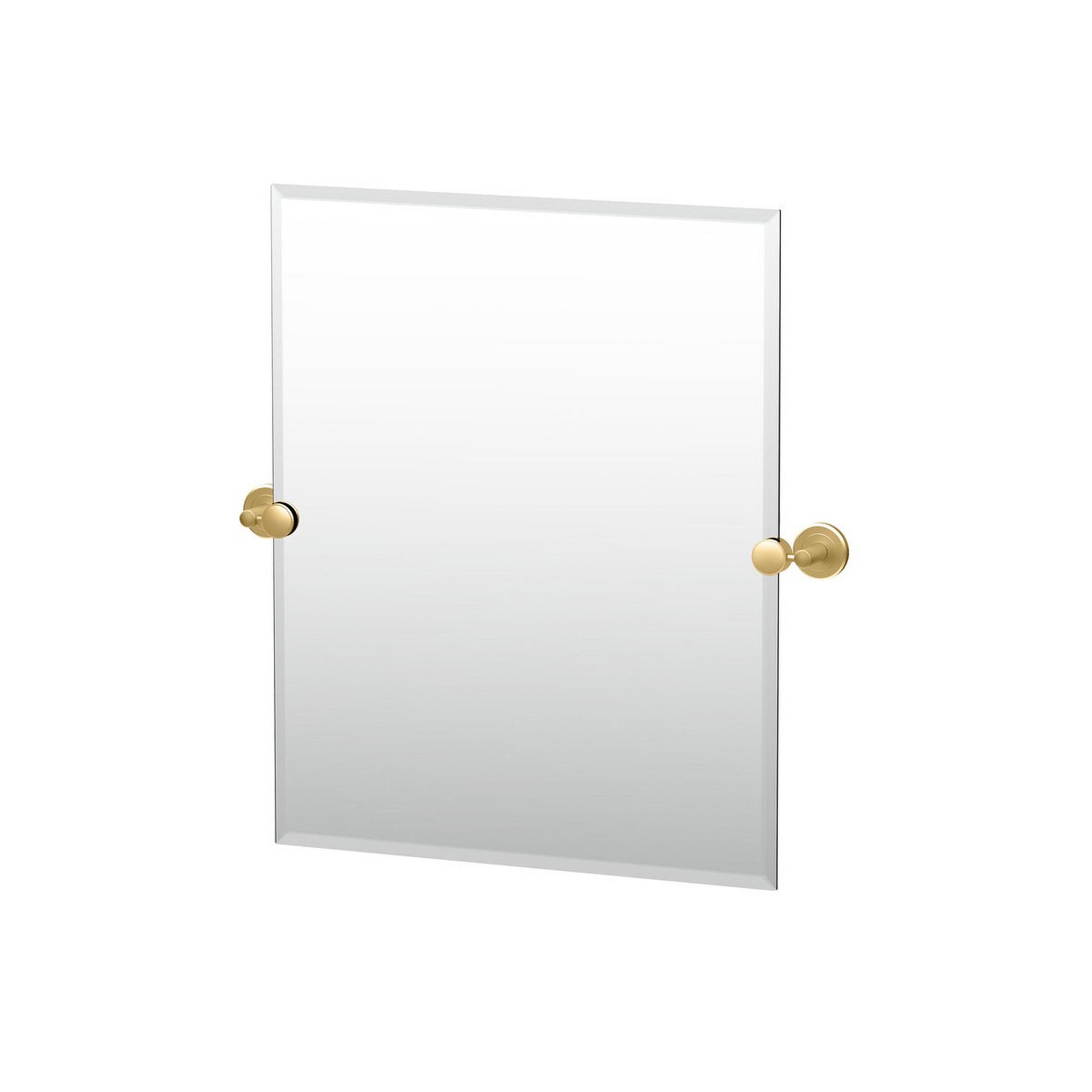 A Essential Modern Frameless Rectangle Mirror - Small with Aged Brass color