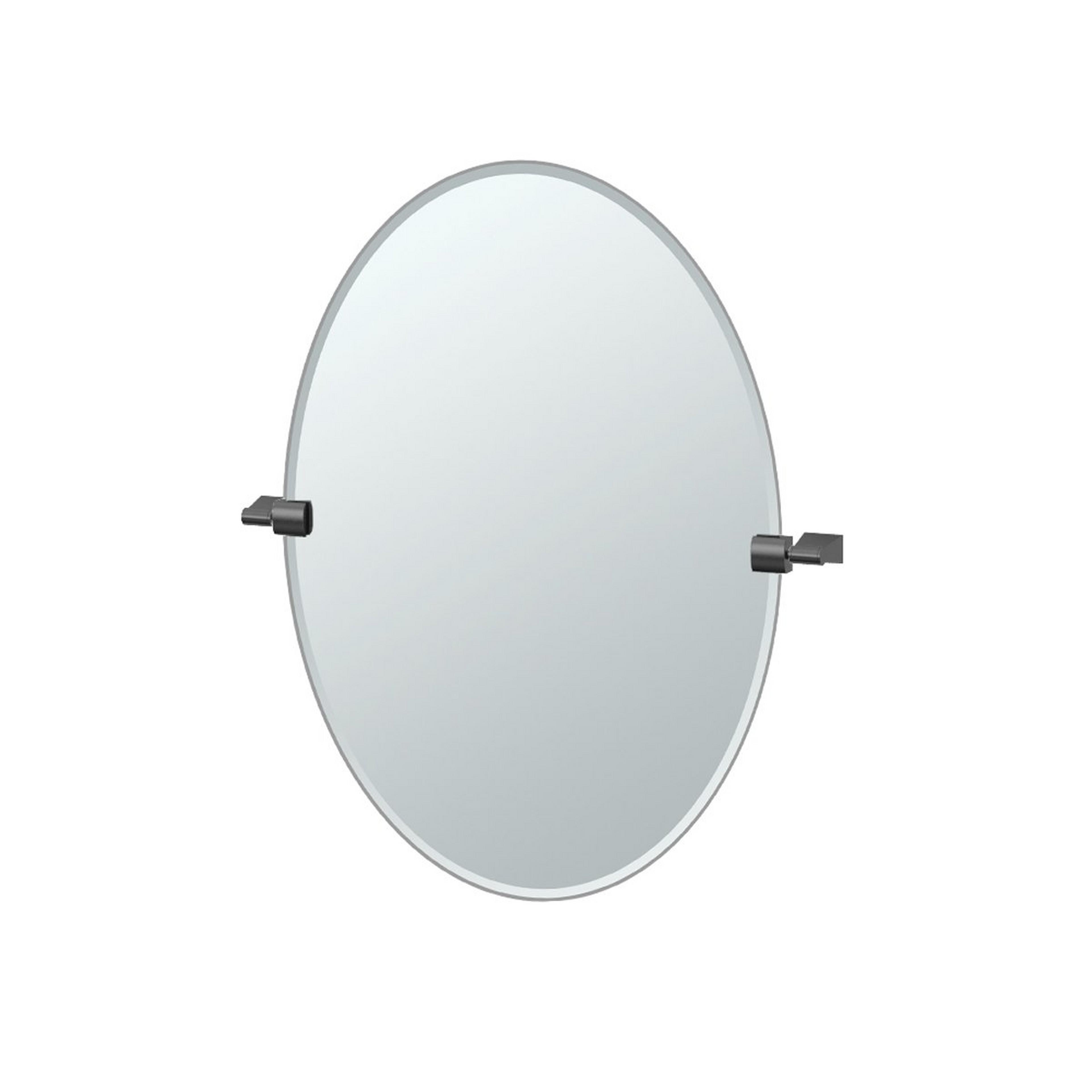 A Sleek Minimalist Frameless Mirror - Oval with Matte Black color