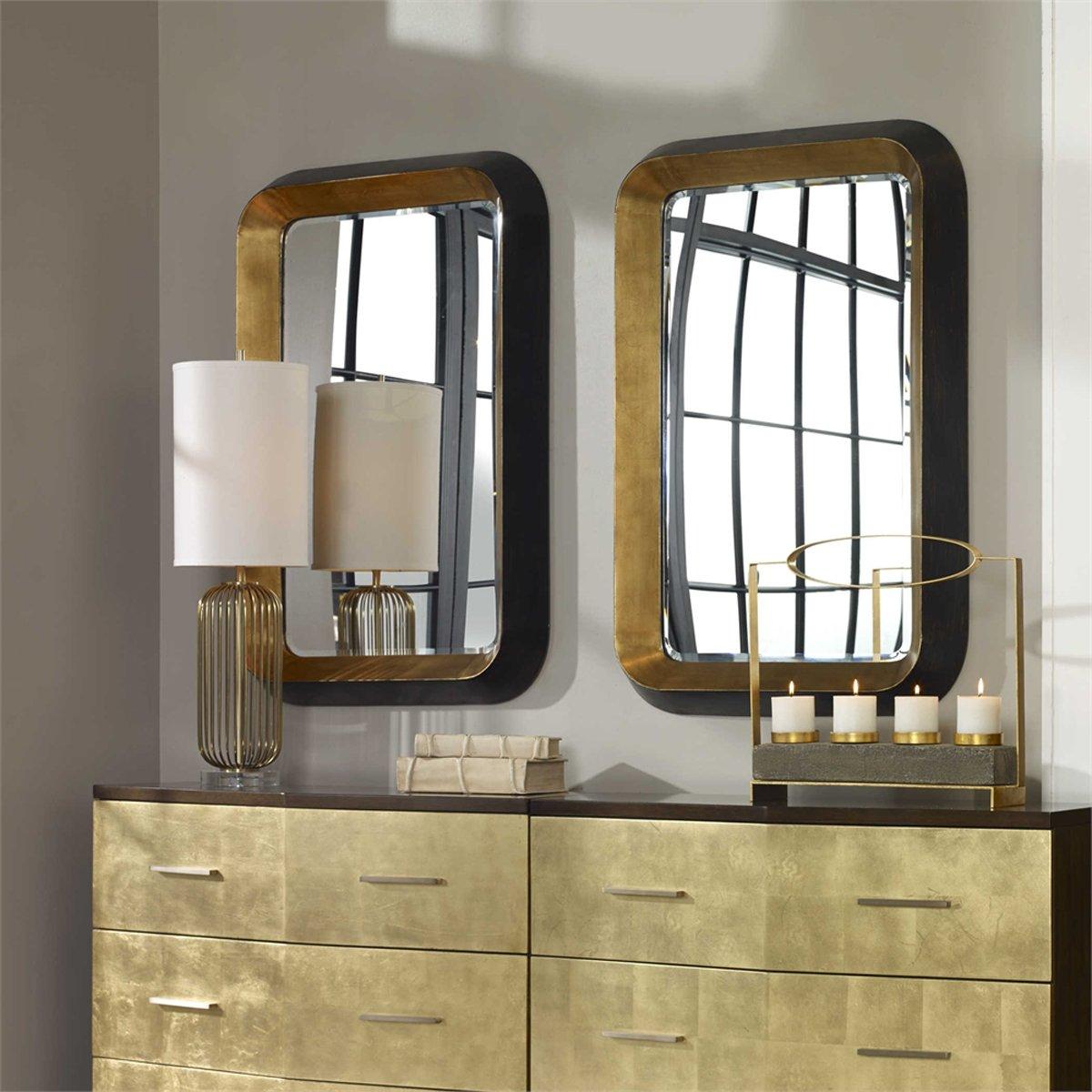 gold mirror for dresser SBC Decor Amarone Mantle Wall Mirror, 39" x 44" x 2-1/8", Antique Gold