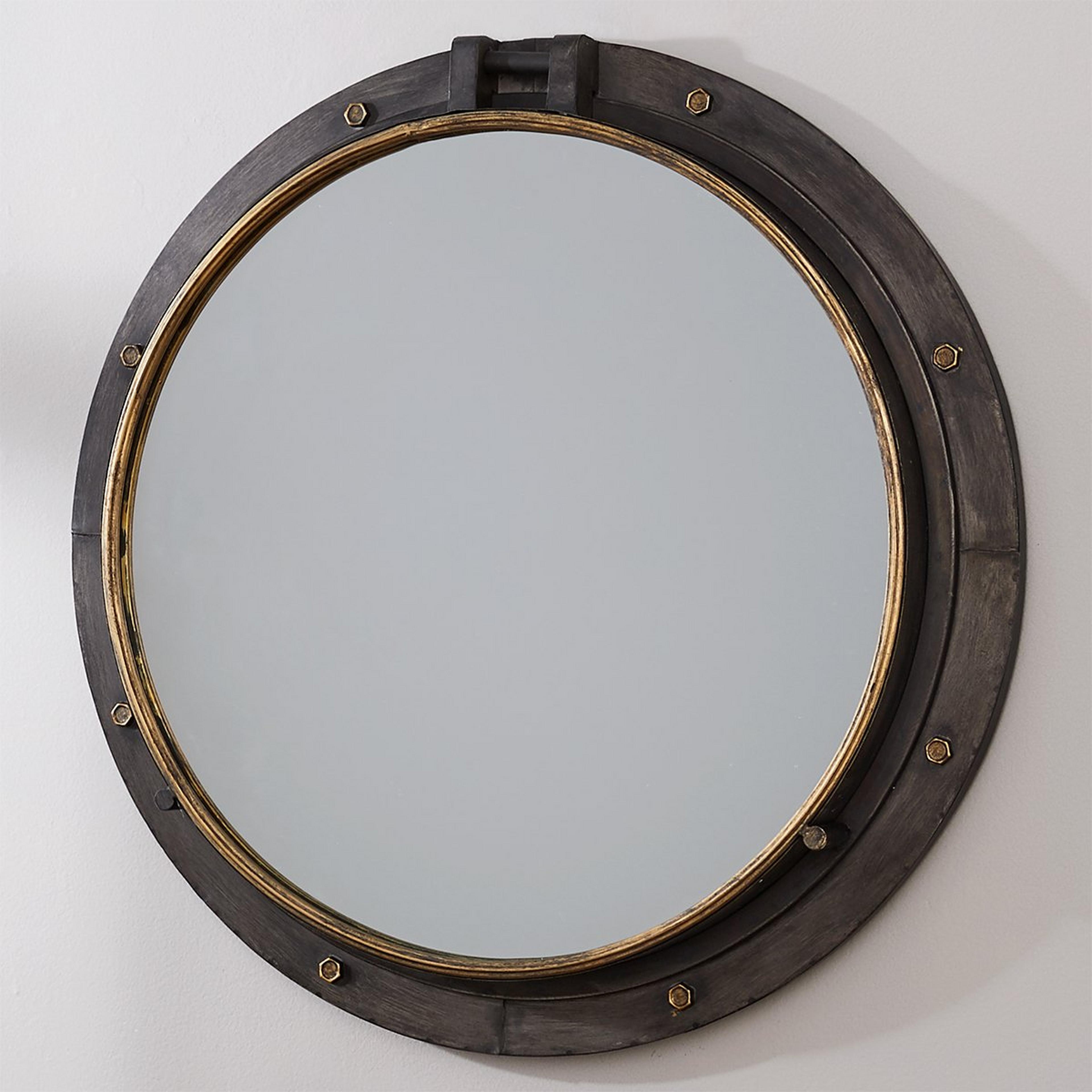 A Boathouse Rivet Mirror with Bronze / Distressed Gold color