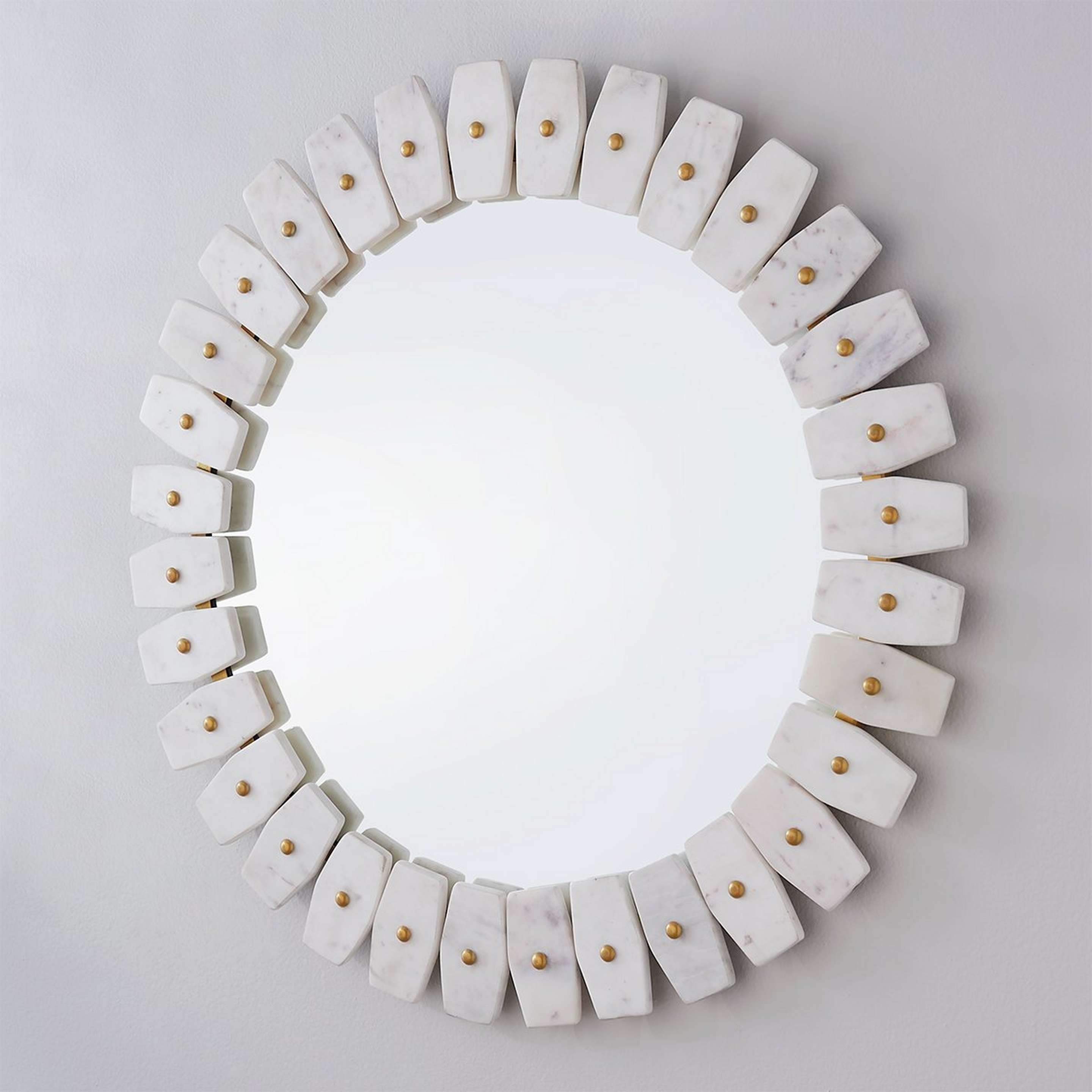 A Marble Domino Mirror with White Marble / Brass color