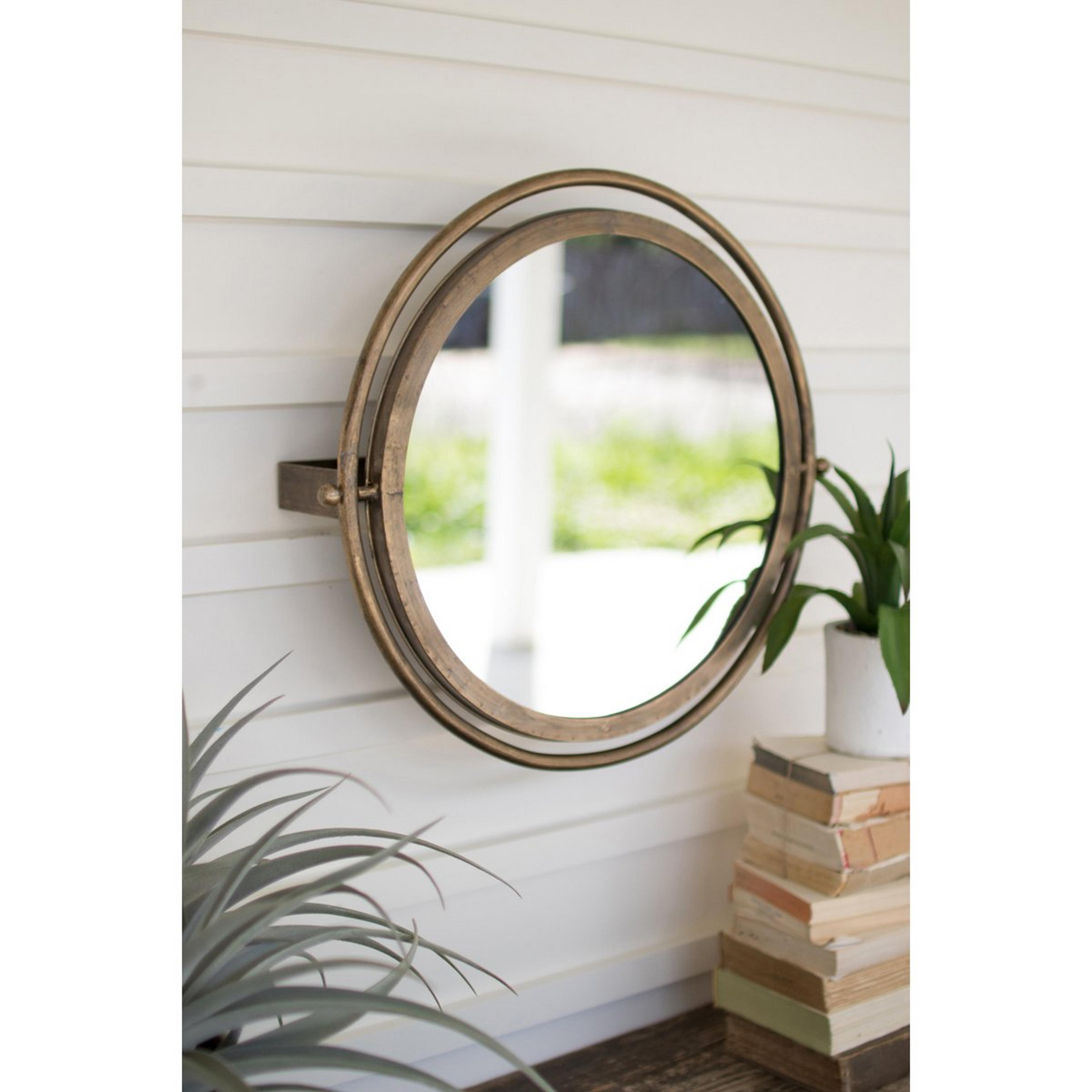 A Wharf Hill Mirror with Aged Brass color