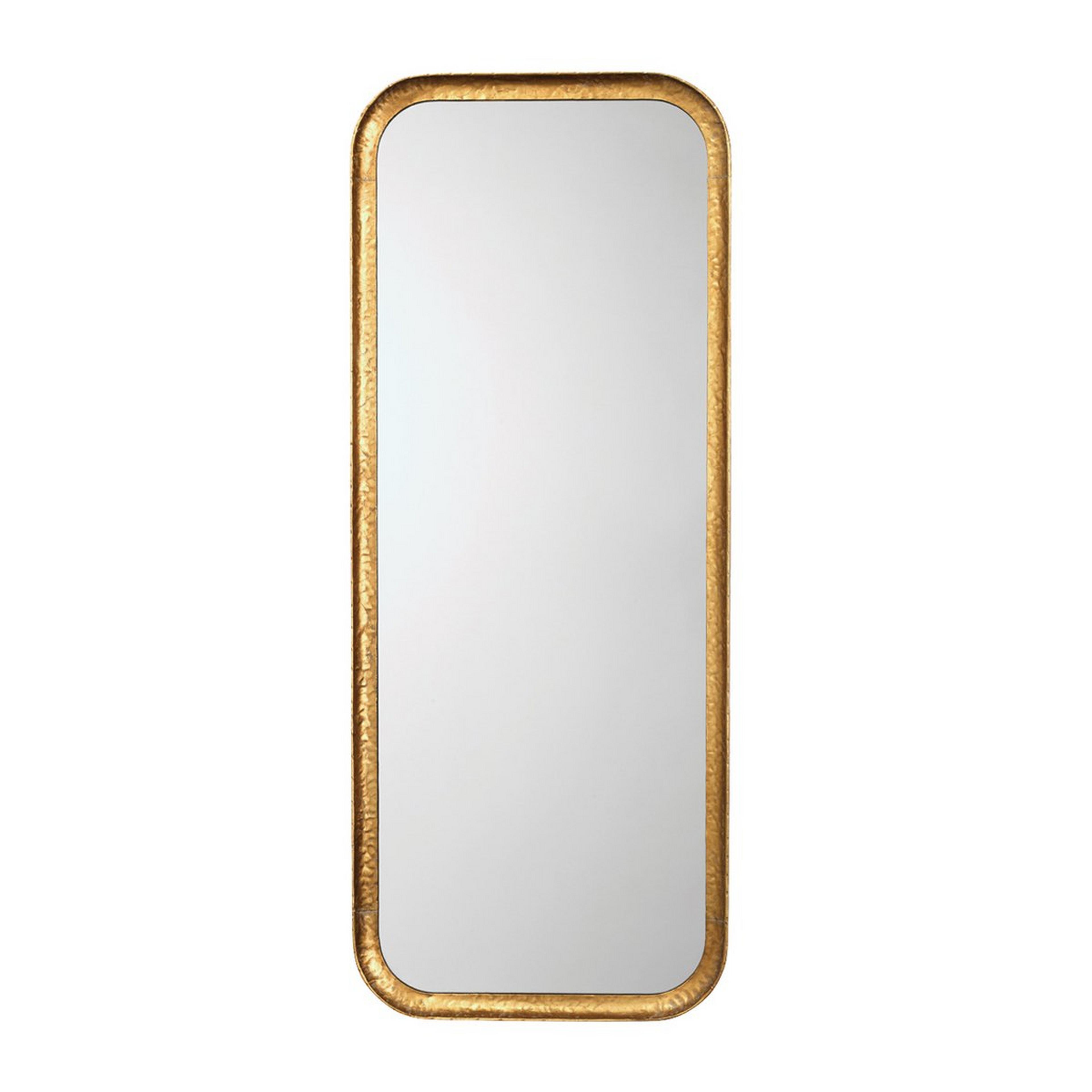 A Hammered Iron Rim Mirror with Gold Leaf color