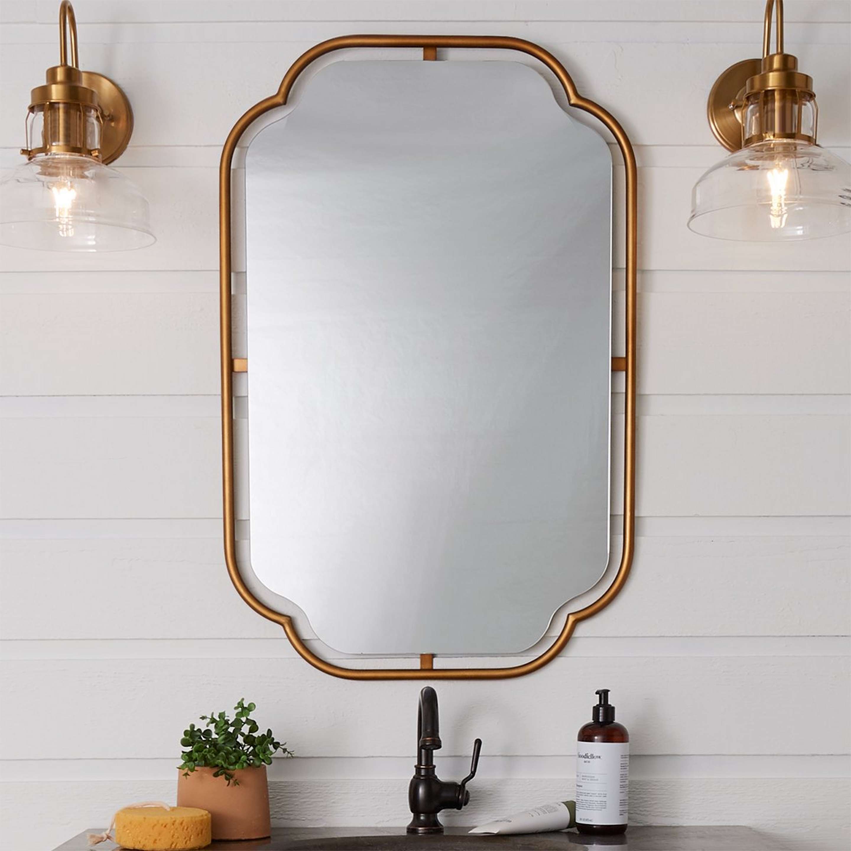 A Gilded Finery Mirror with Gold color