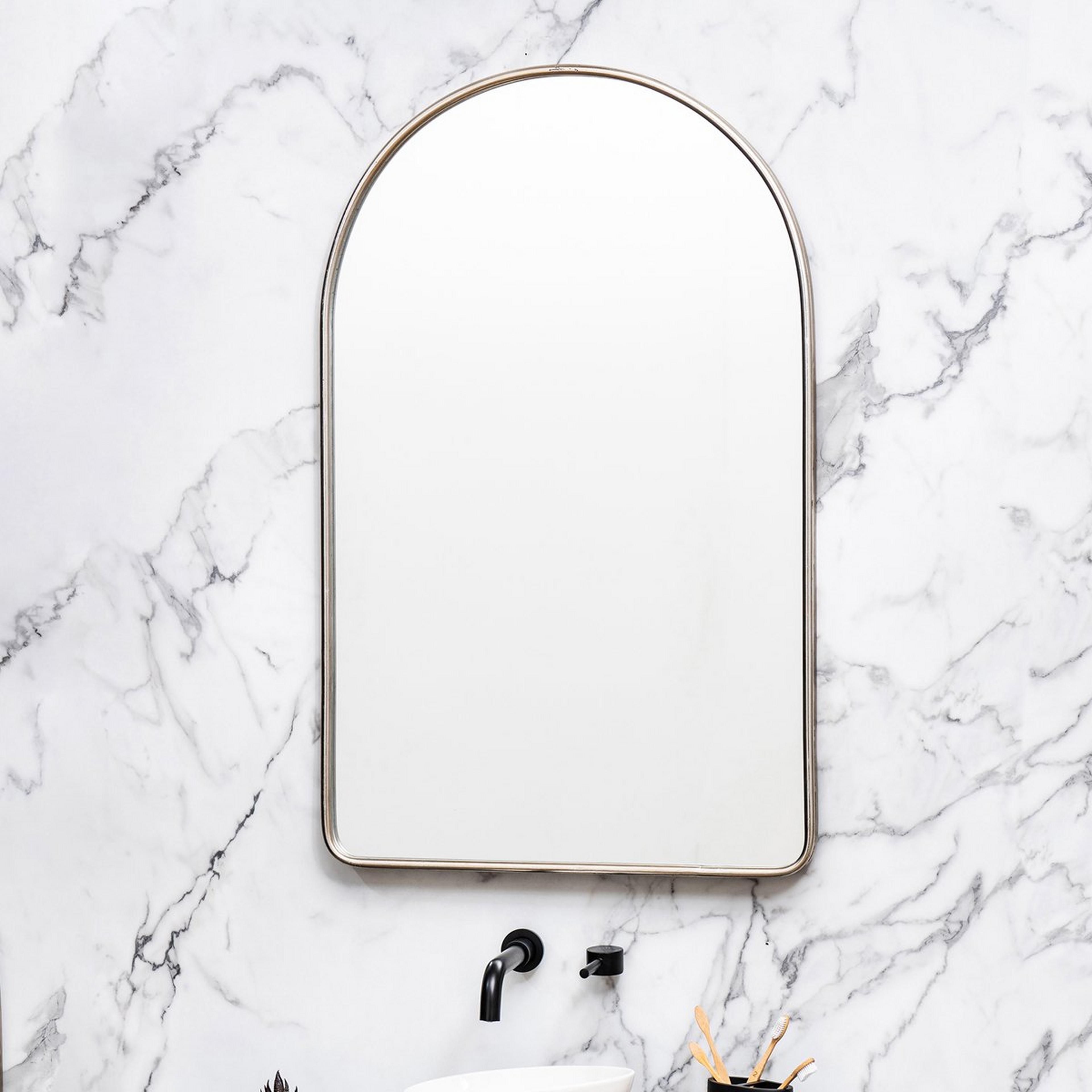 A Simply Arched Mirror with Silver color
