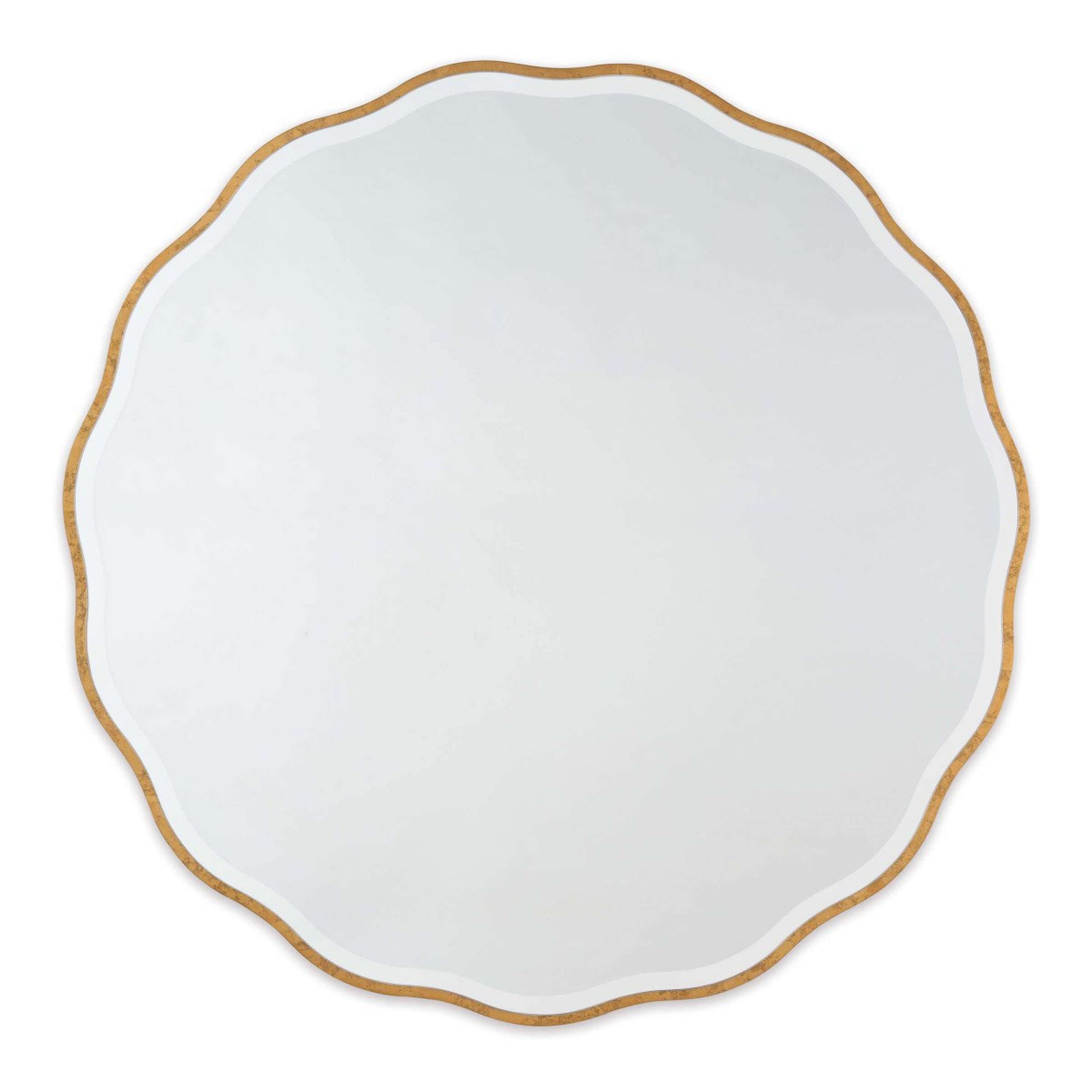 A Round Gilded Scallop Mirror - Large with Gold Leaf color