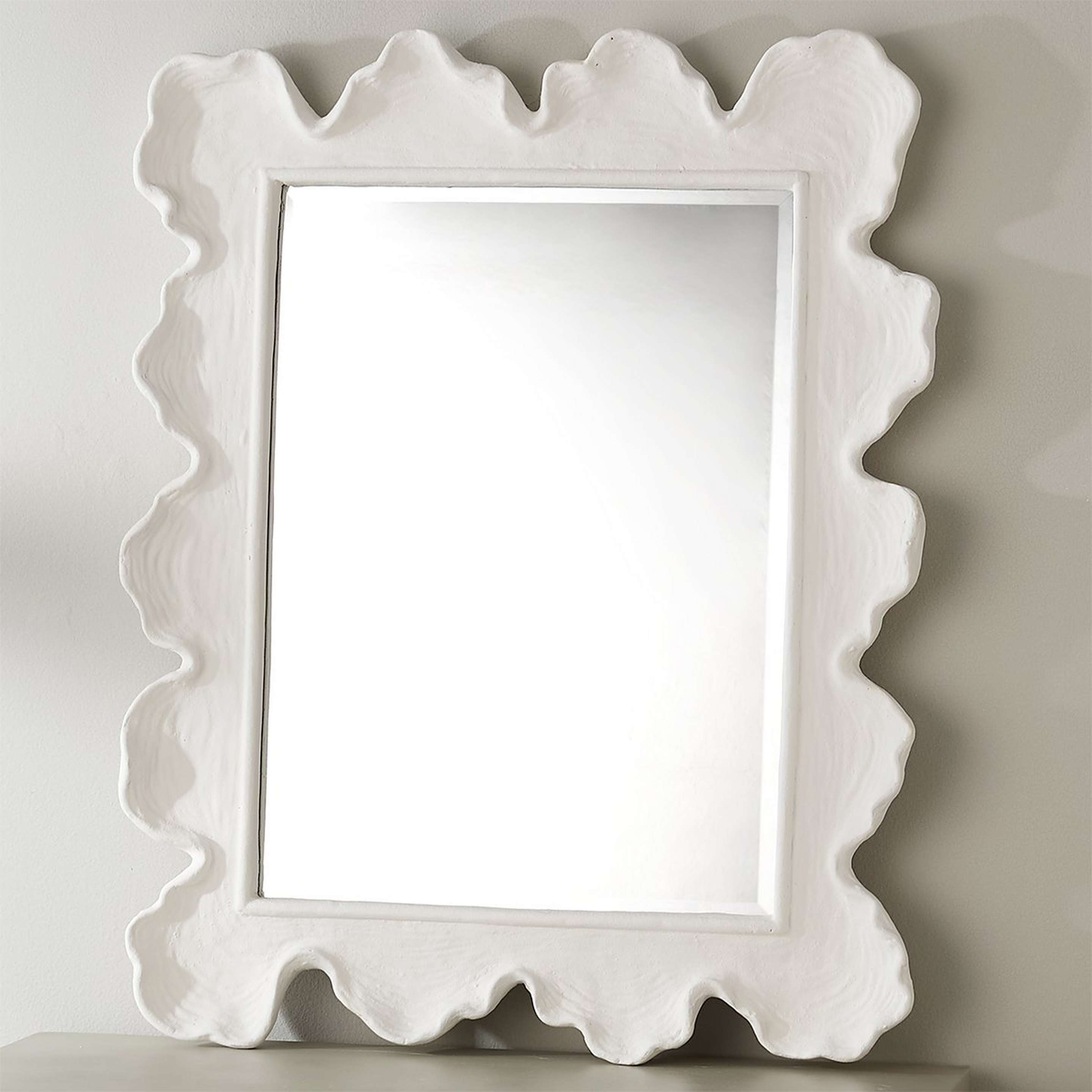 A Coral Curve Mirror - Rectangle with White color