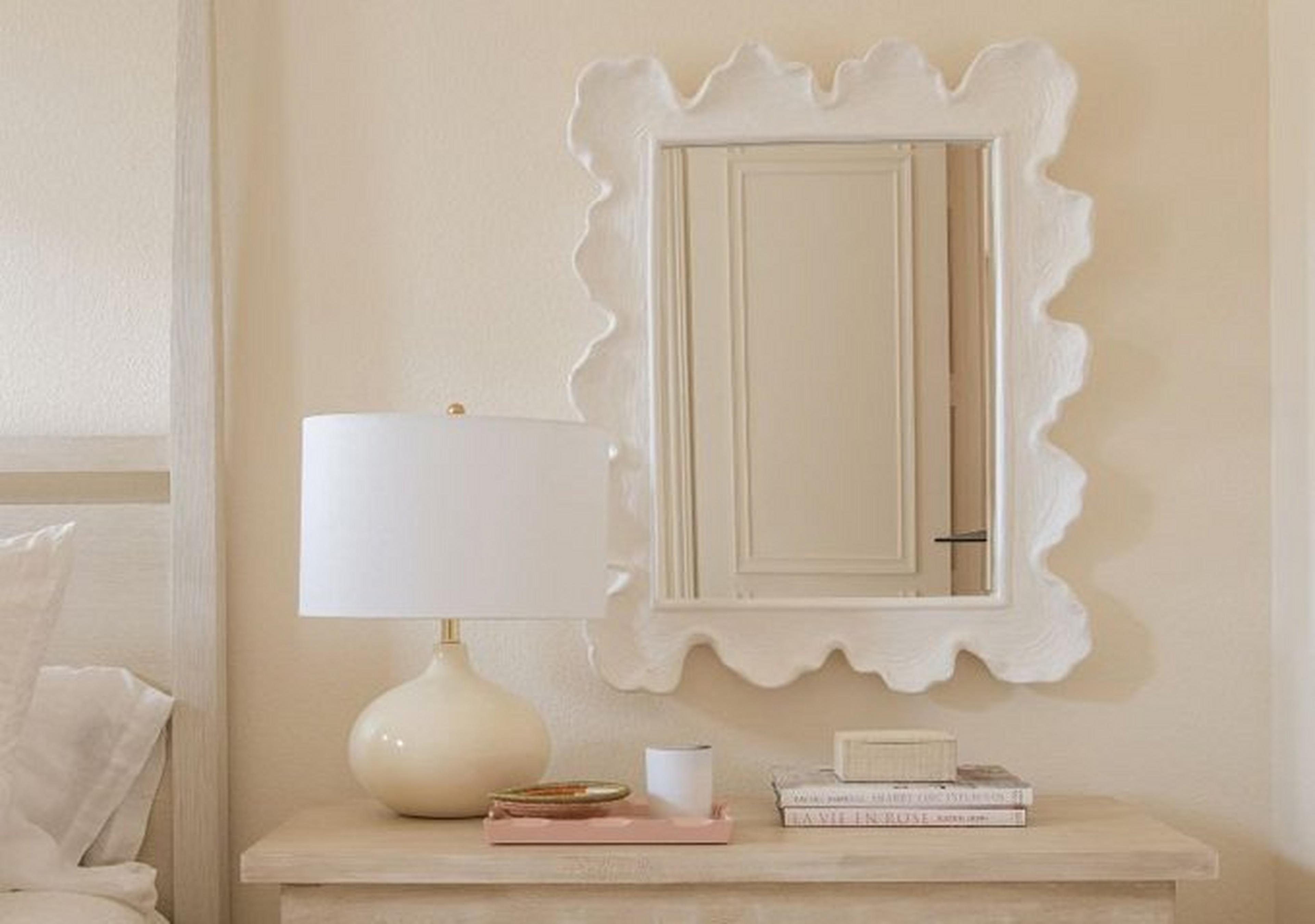 White Rectangle Coral Curve Mirror