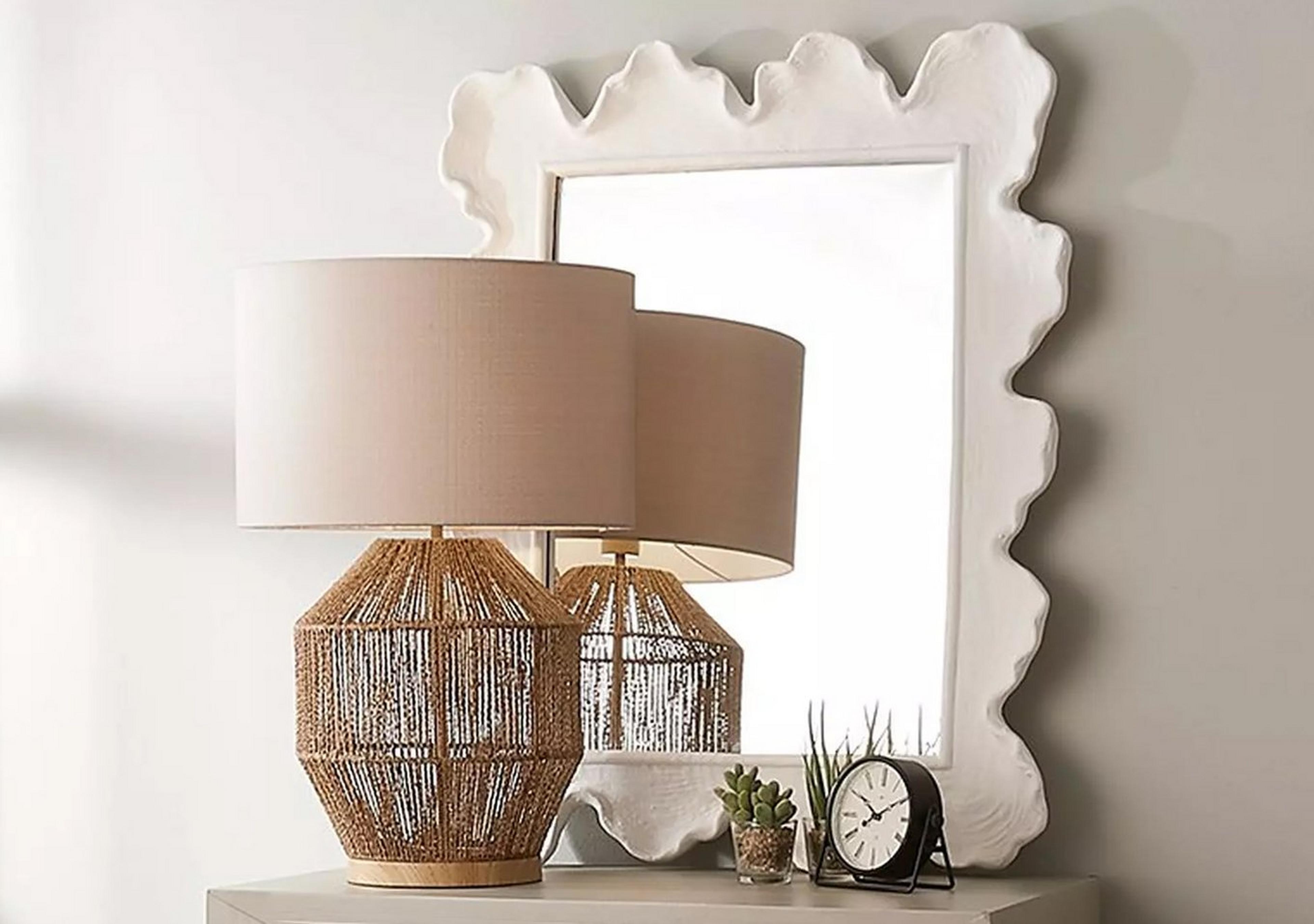 White Rectangle Coral Curve Mirror