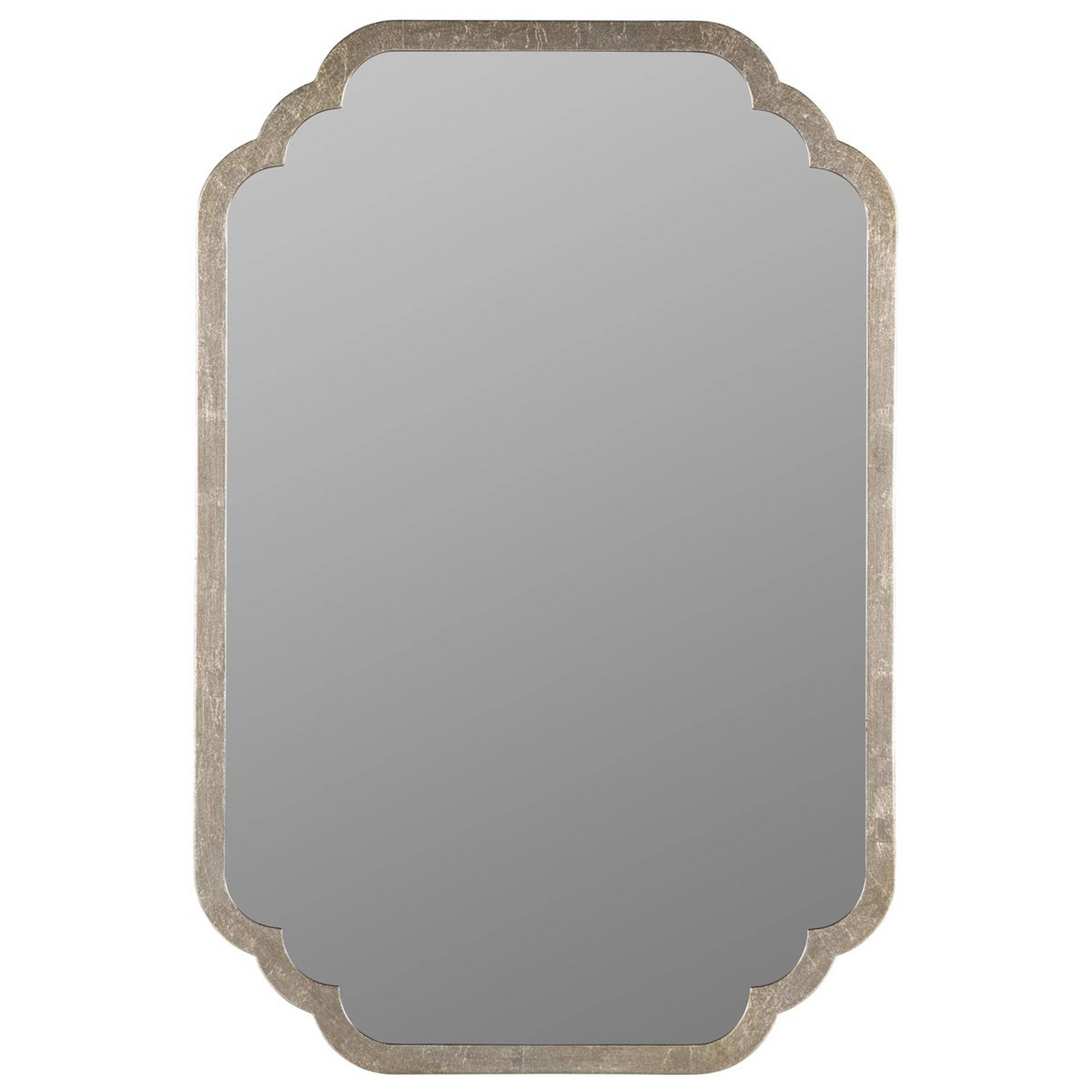 A Scalloped Edge Mirror with Silver Leaf color