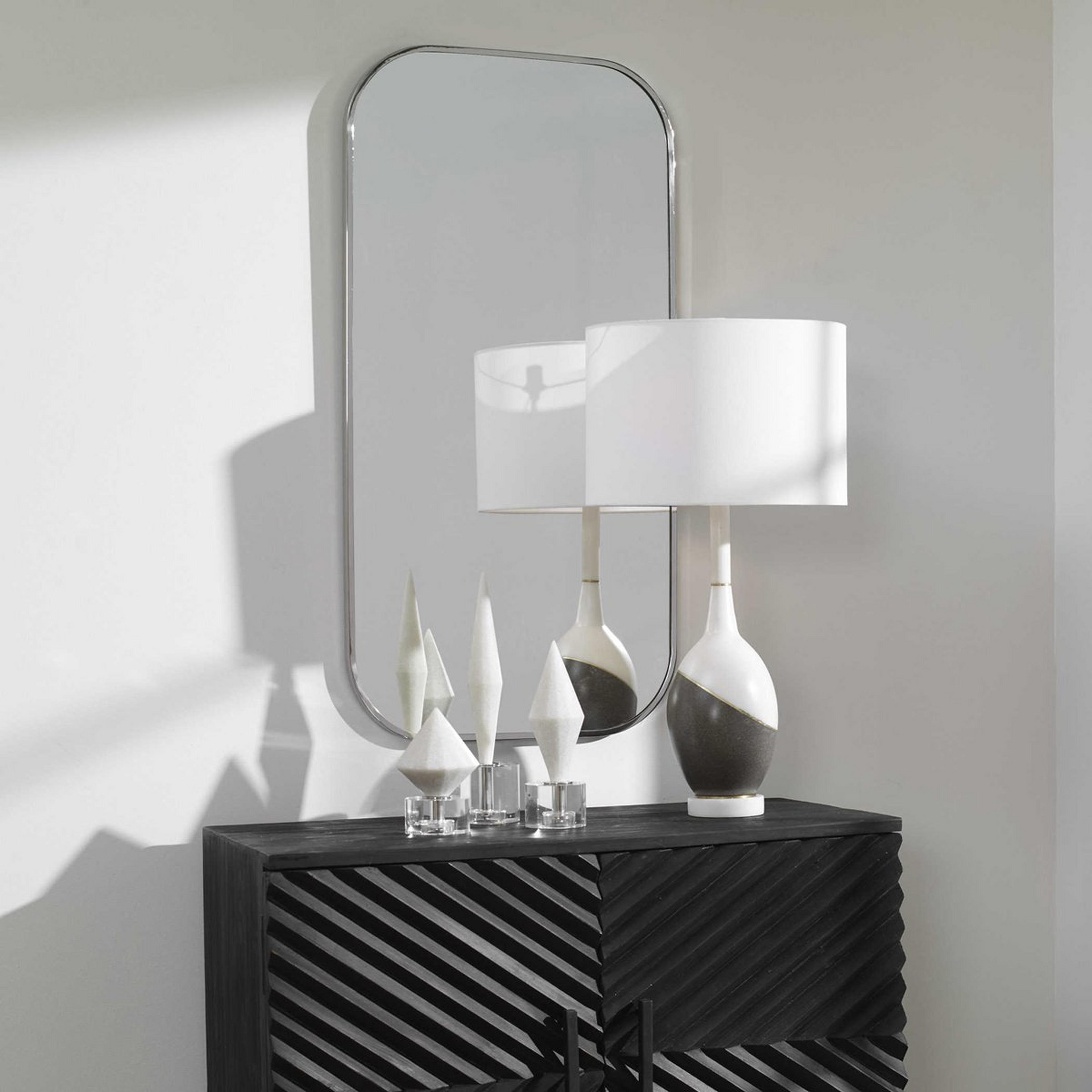 A Elias Mirror with Polished Nickel  color