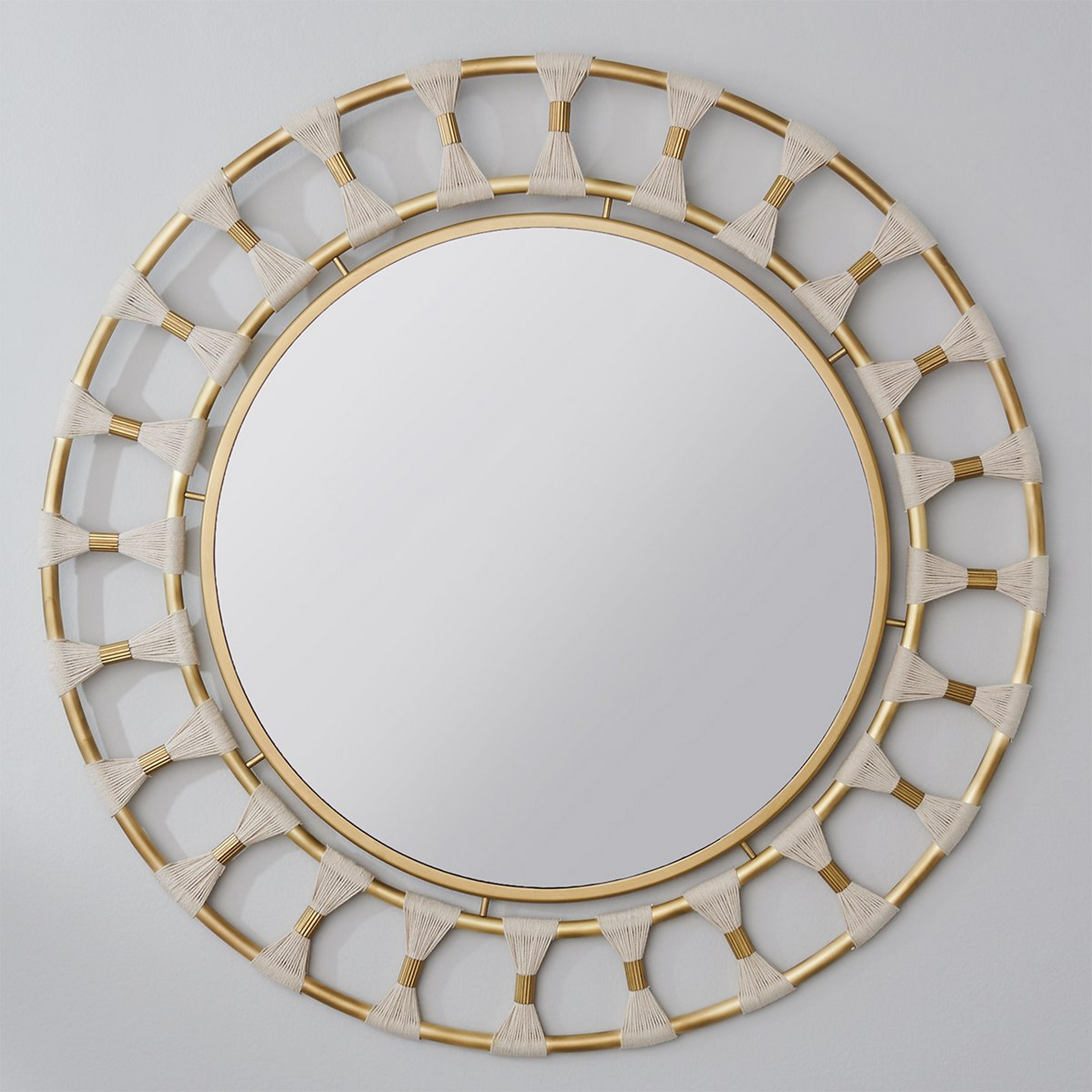 A Axel Mirror with Brass / Natural Ivory Rope color