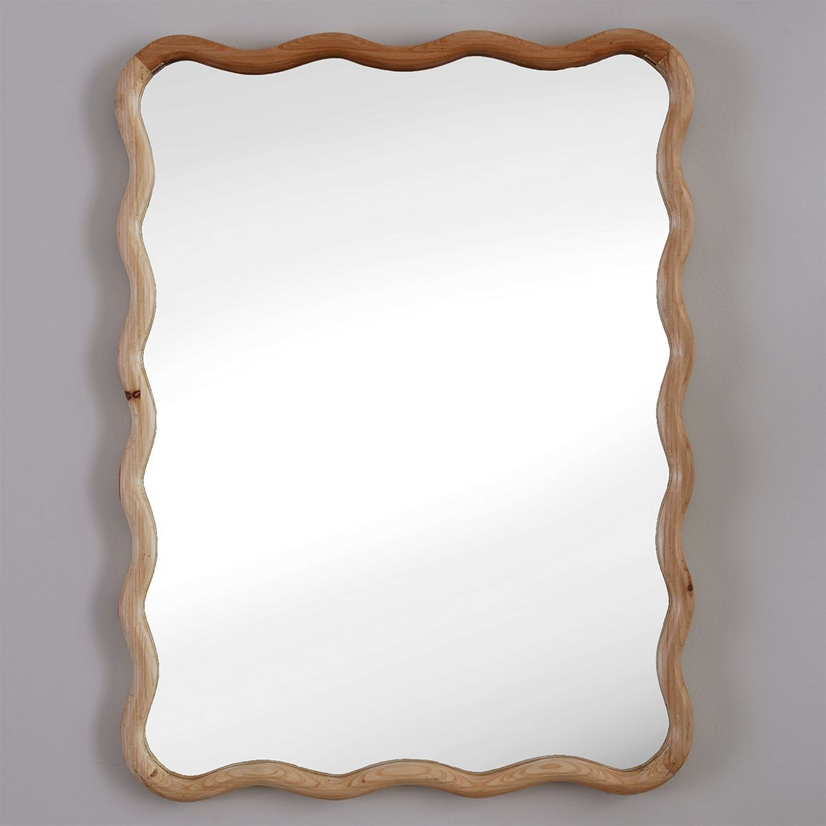 A Olsen Squiggly Mirror with Natural Wood color