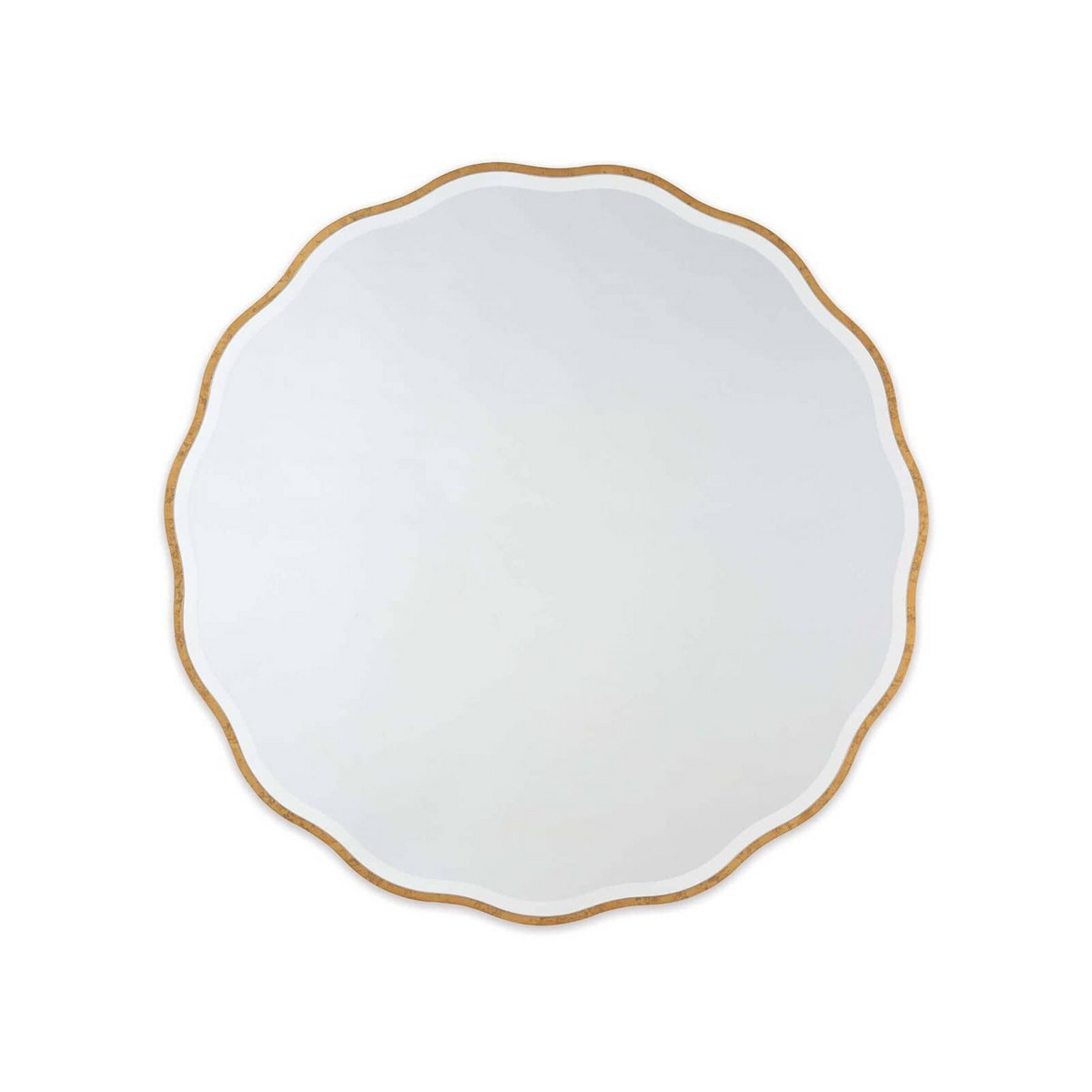 A Round Gilded Scallop Mirror - Small with Gold Leaf color