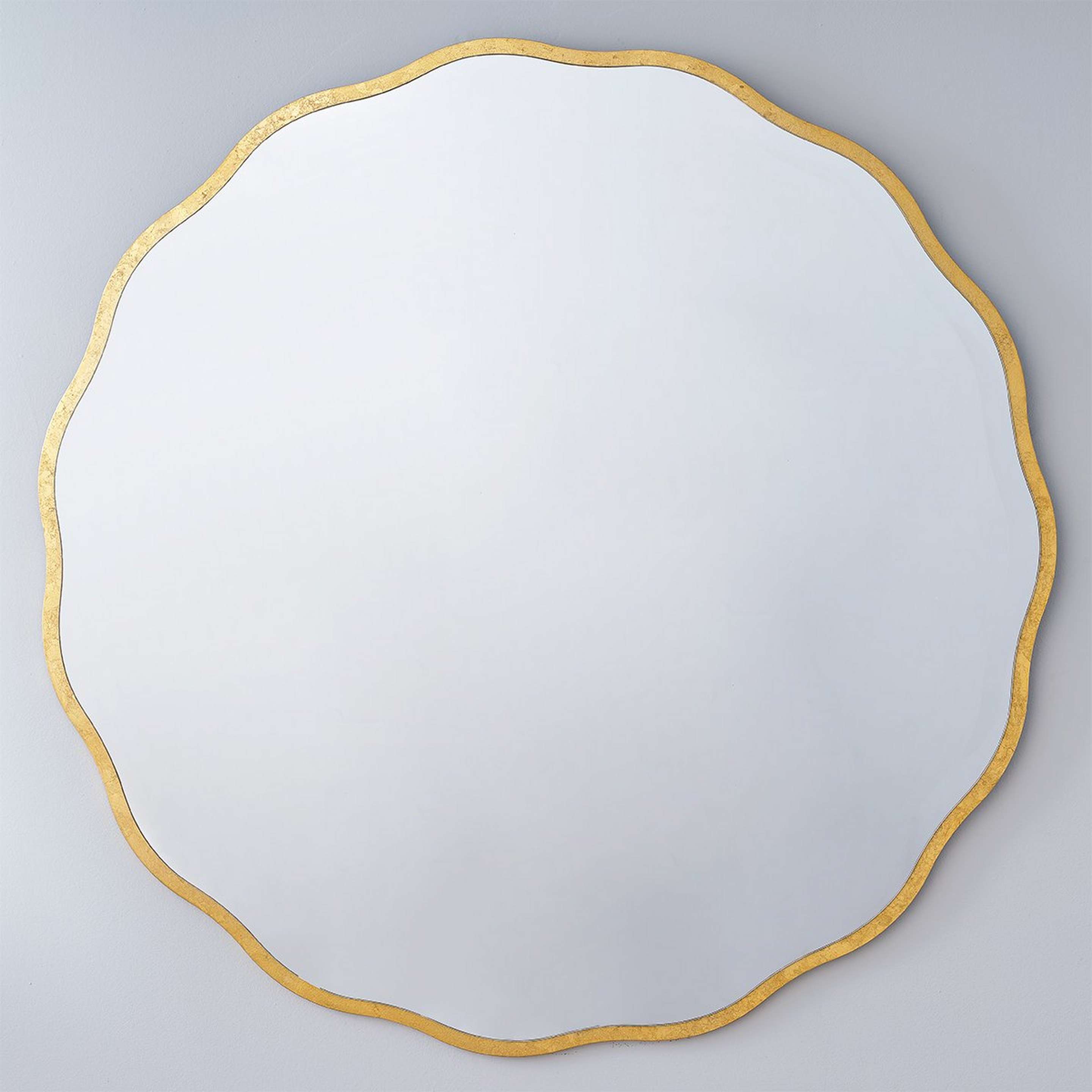 A Round Gilded Scallop Mirror - Small with Gold Leaf color