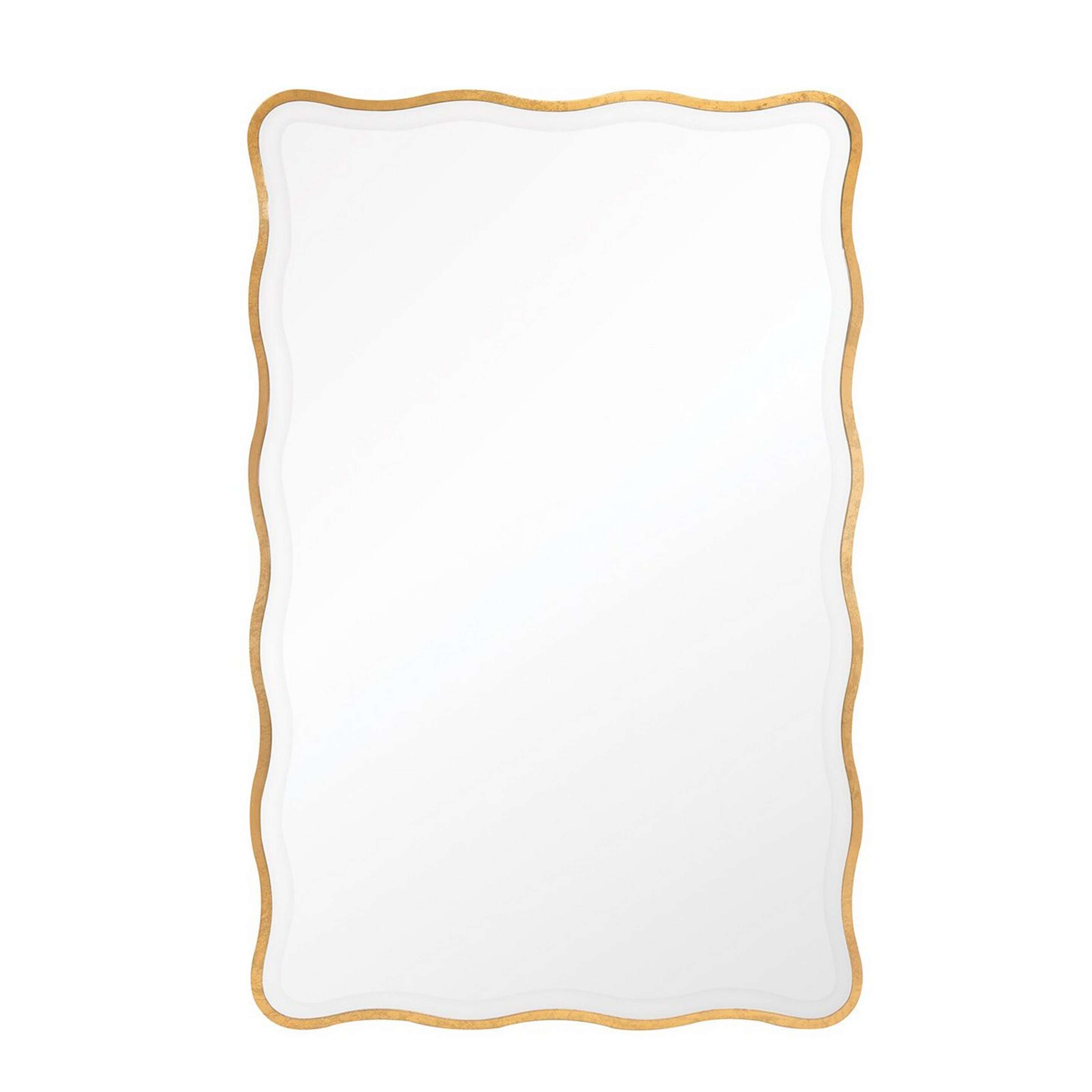 A Rectangular Gilded Scallop Mirror with Gold Leaf color