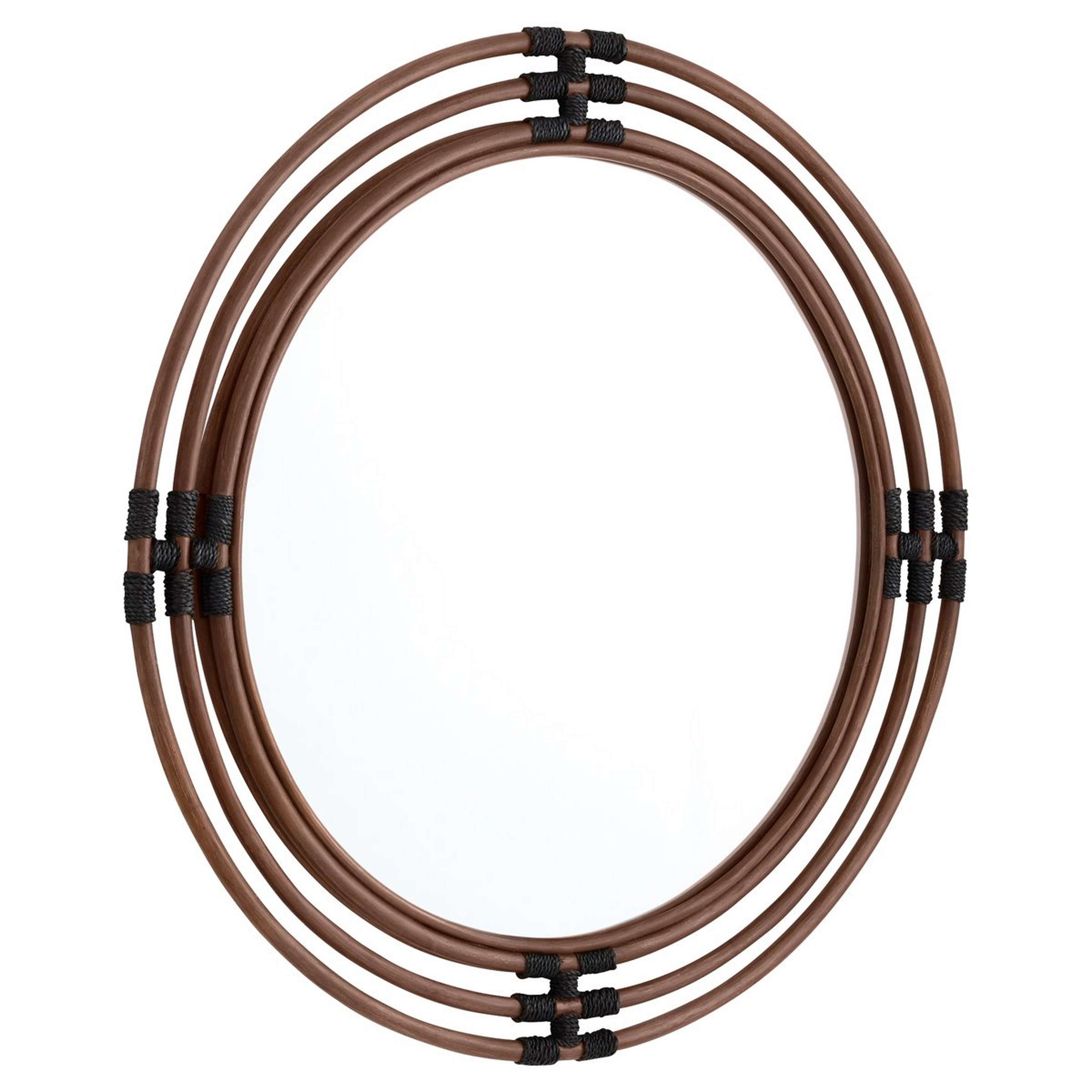 A Jabari Mirror with Natural Rattan / Black Rope color