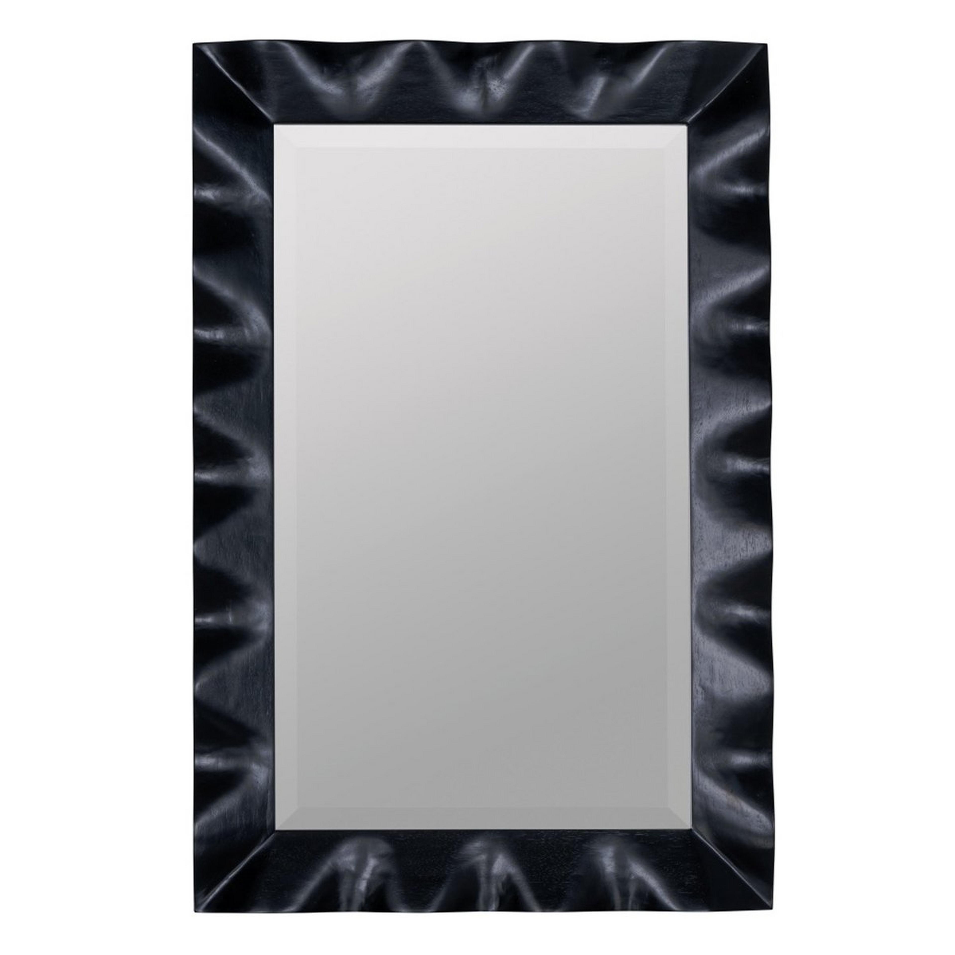 A Reizo Mirror with Black Stained Tropical Hardwood color