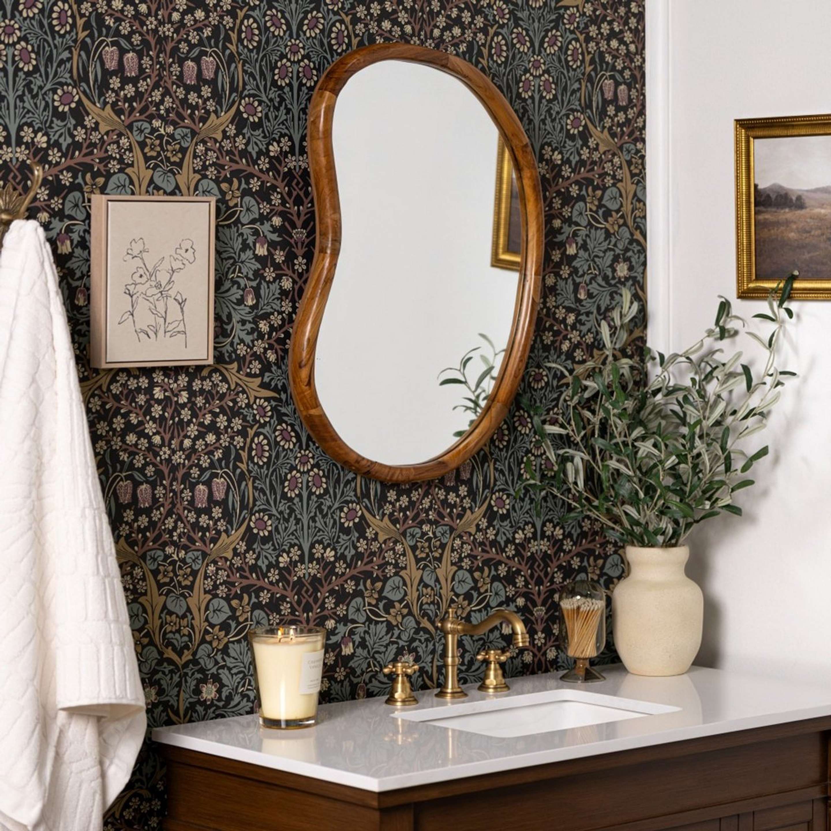 A Lunatus Mirror with Dark Wood color