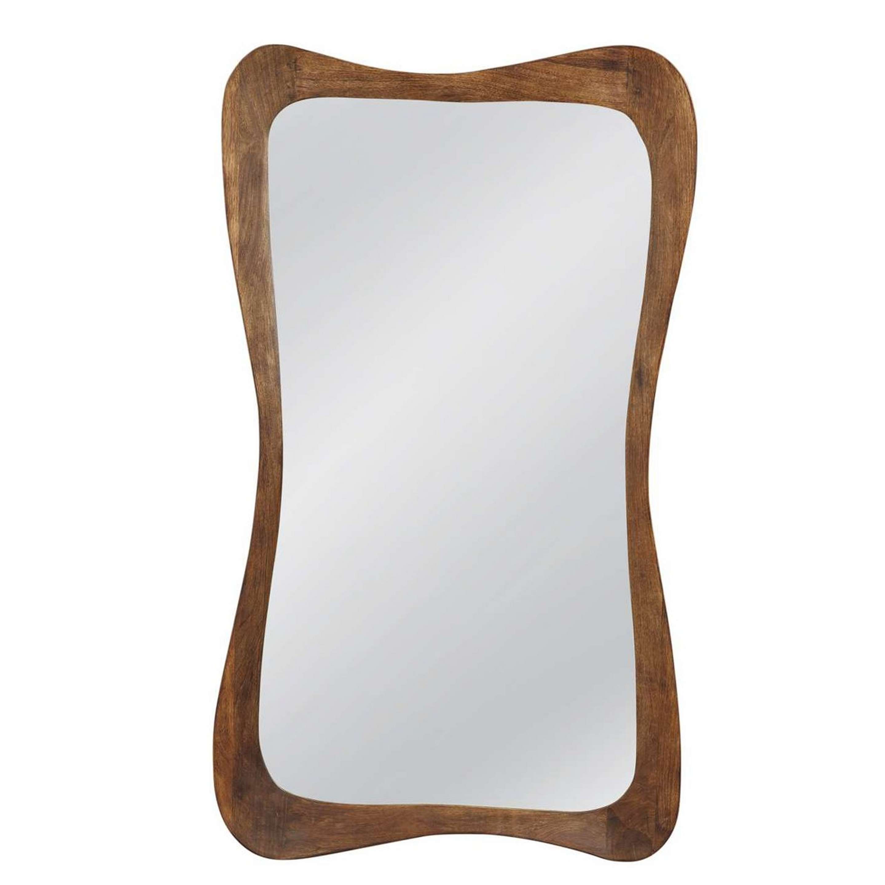 A Rockrose Mirror with Dark Mango Wood color