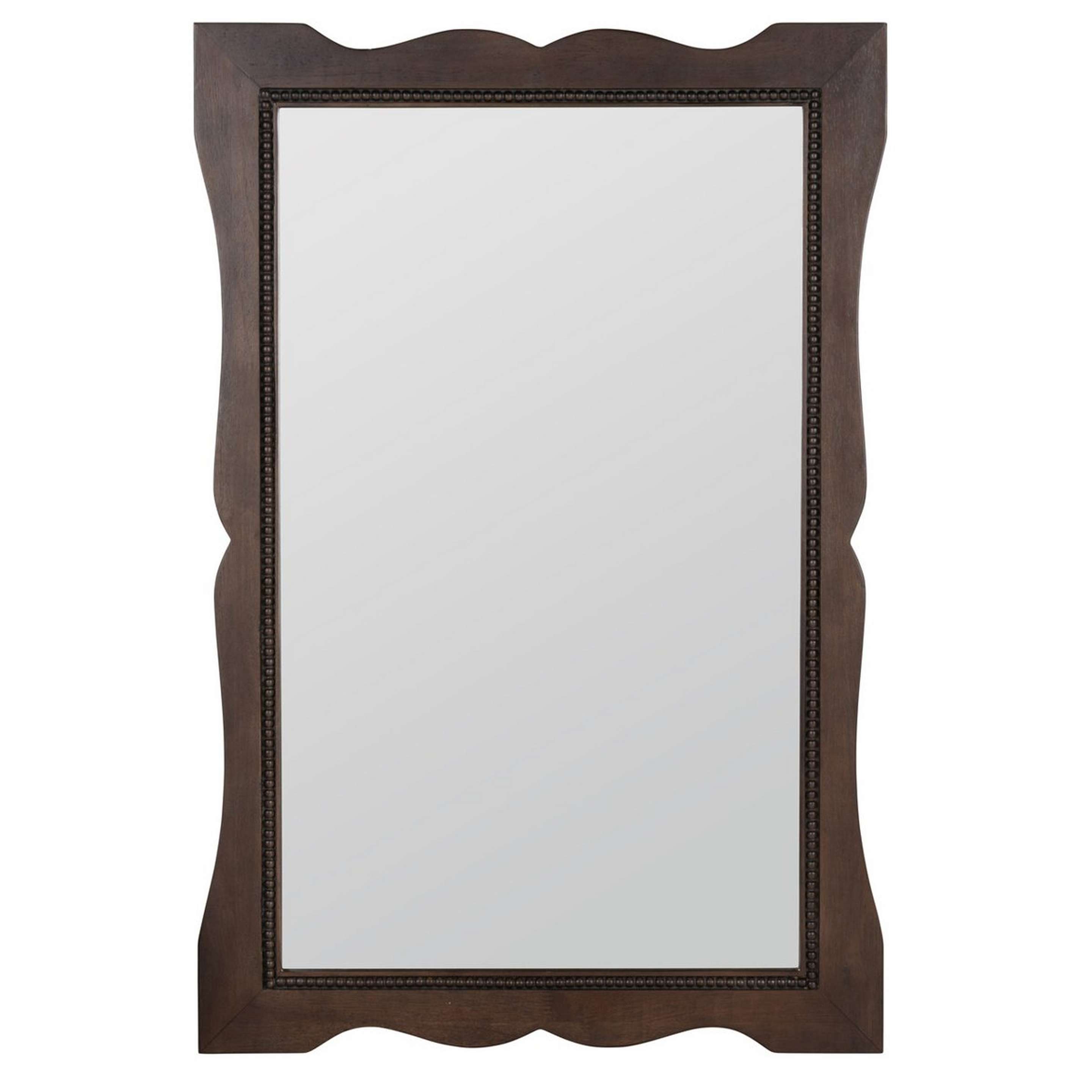 A Maddie Mirror with Dark Brown Wood color