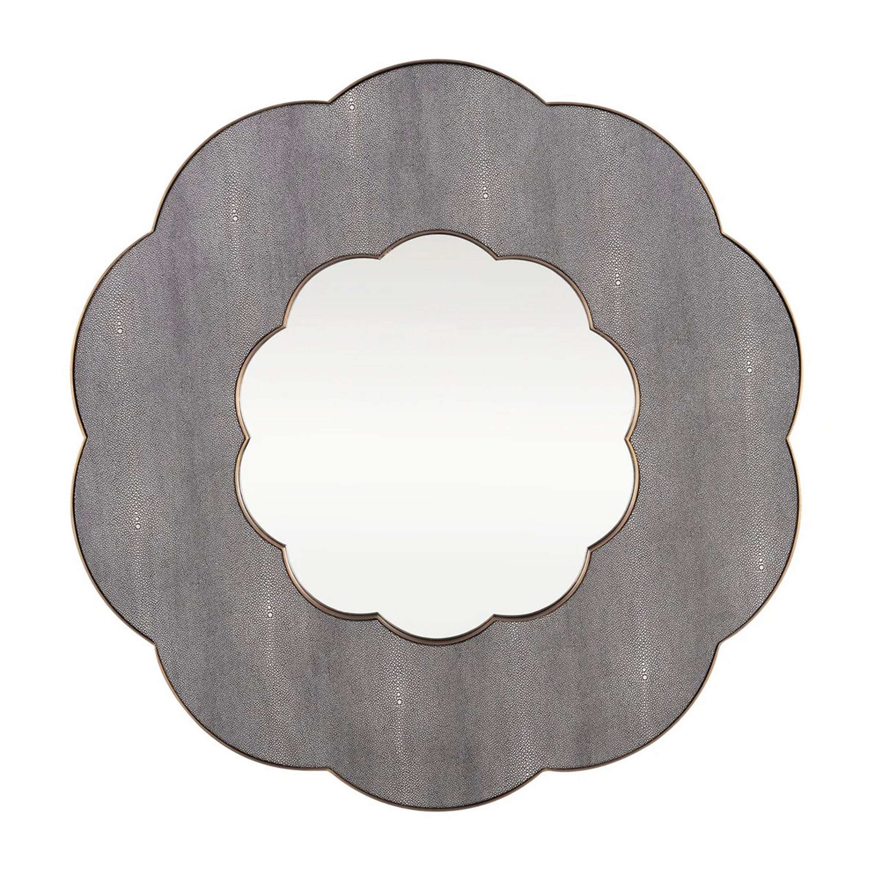 A Vieira Mirror - Small with Gray Shagreen / Brass color