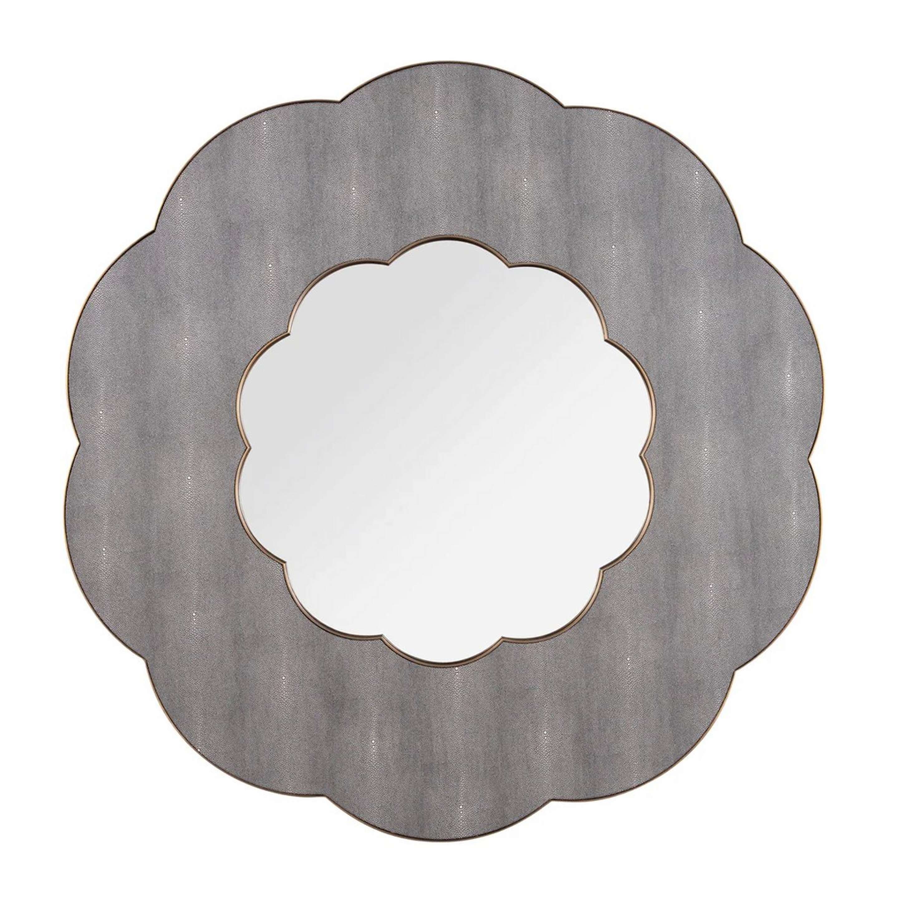 A Vieira Mirror - Large with Gray Shagreen / Brass color