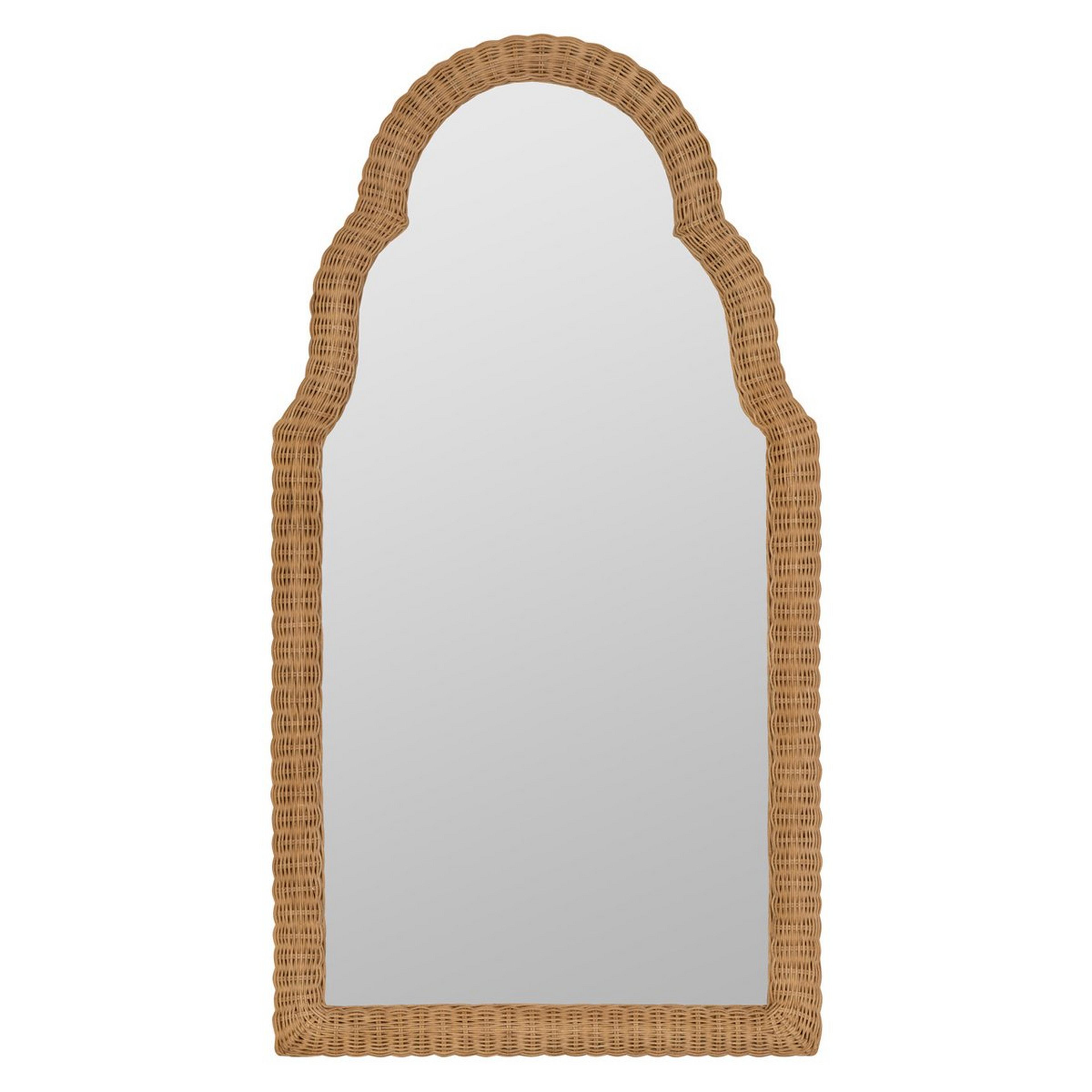 A Trefoil Mirror with Natural Rattan color