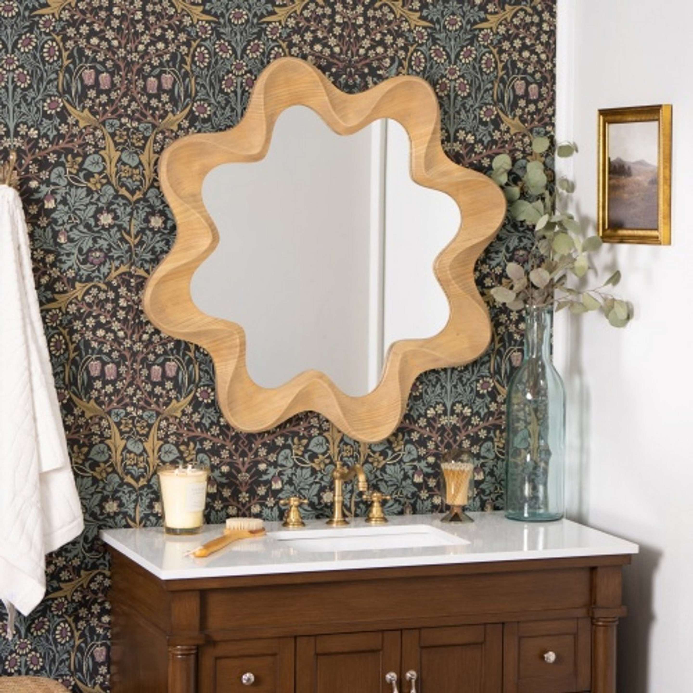 A Dabney Mirror with Natural Wood color