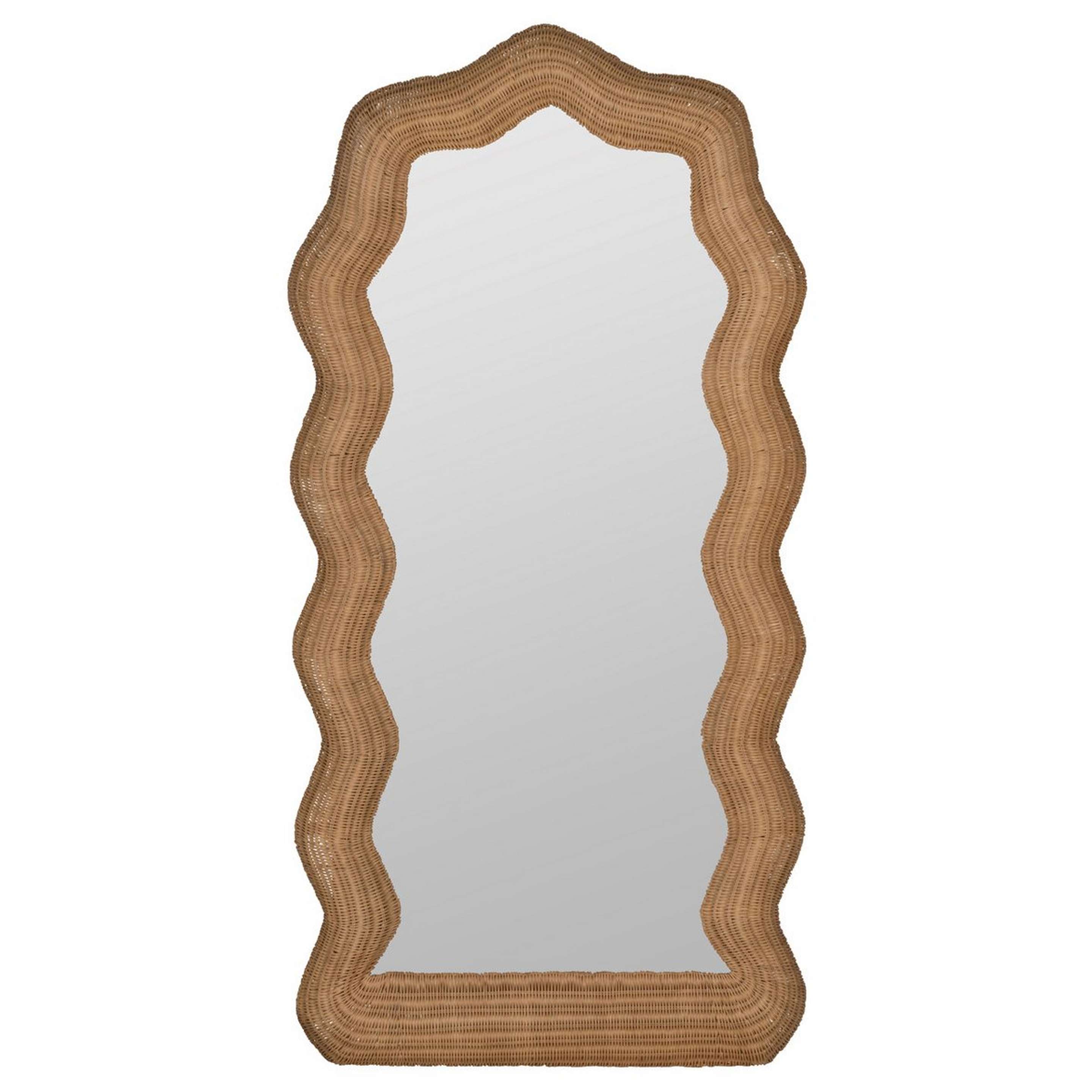 A Natsu Floor Mirror with Rattan color