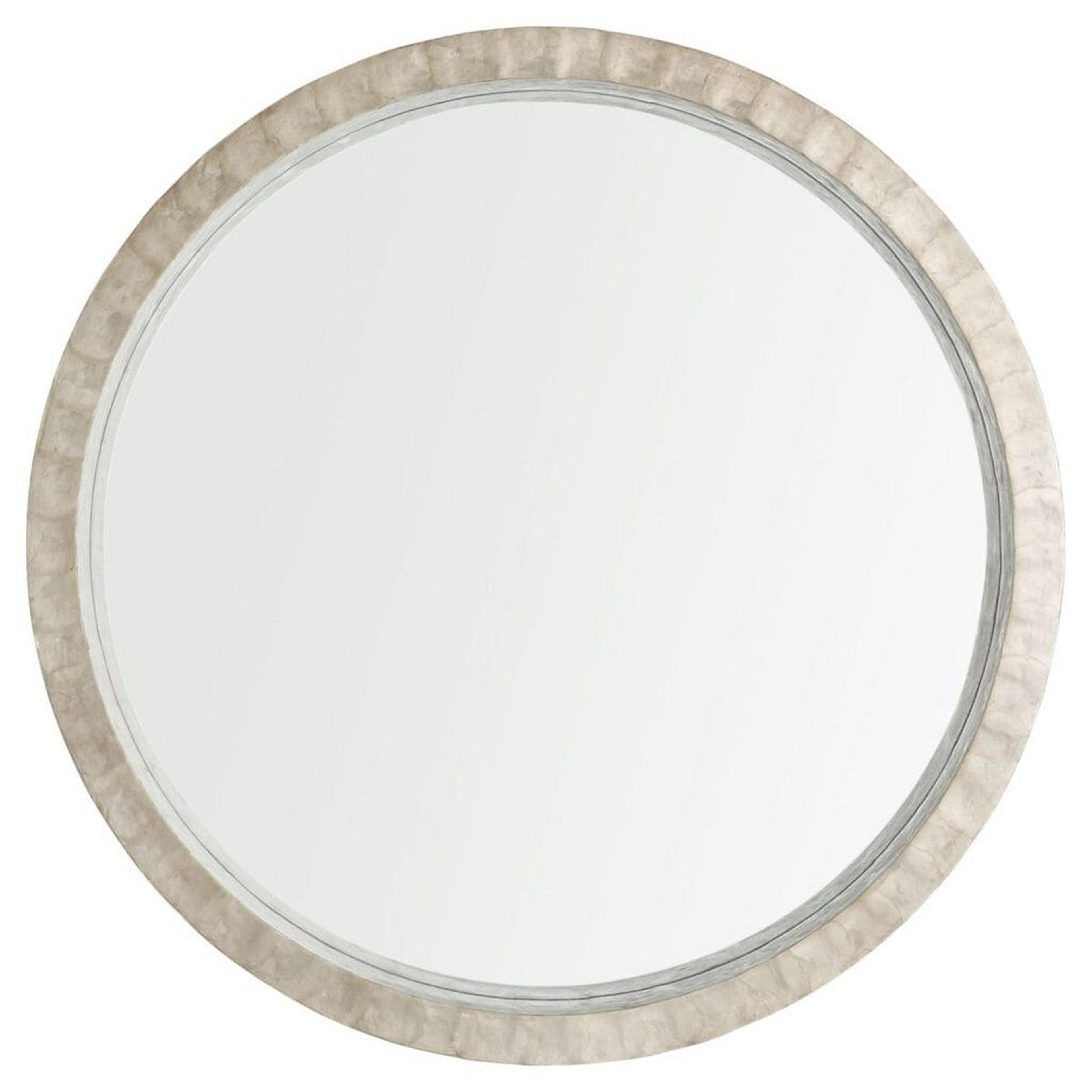 A Larissa Round Mirror - Large with Taupe Capiz Shell color