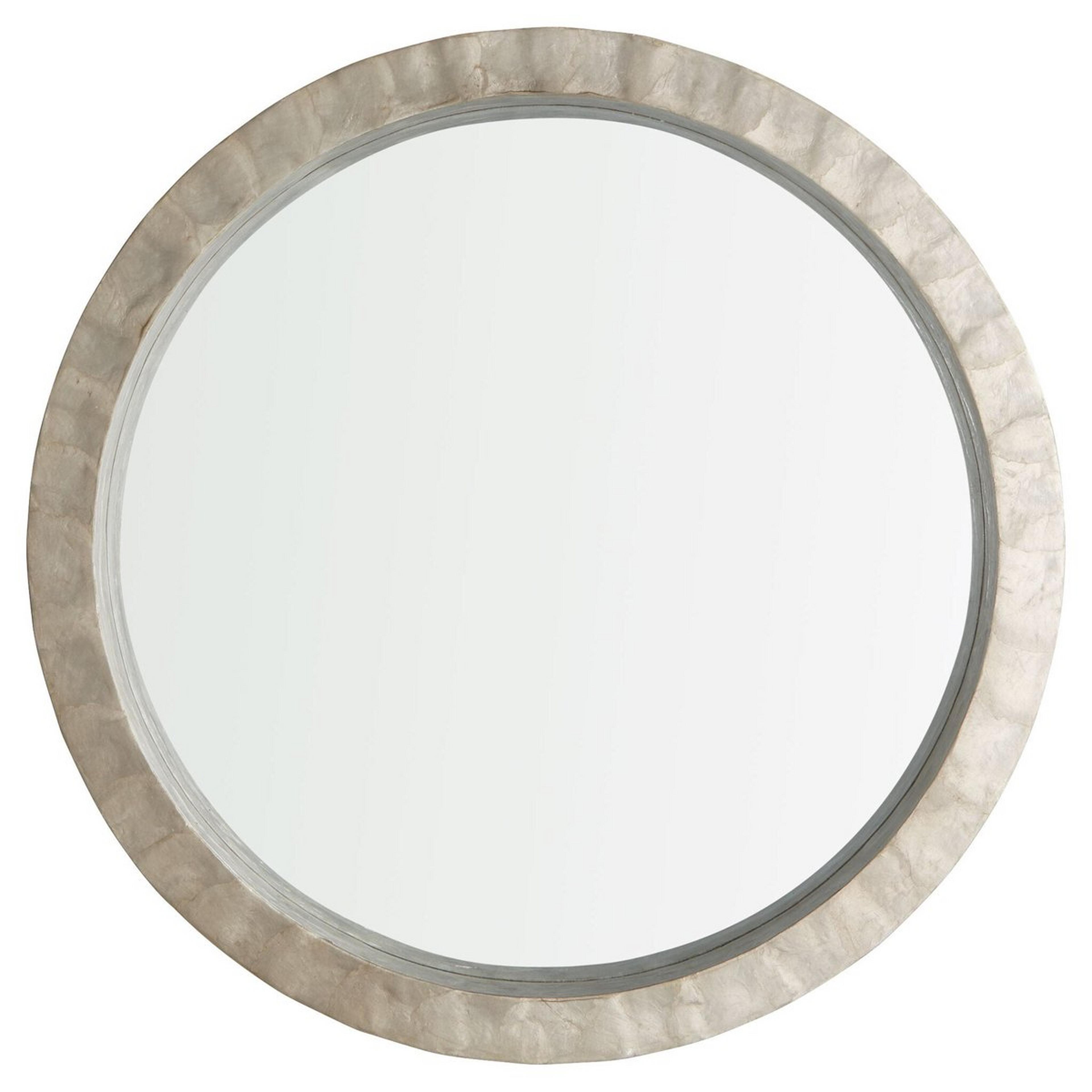 A Larissa Round Mirror - Small with Taupe Capiz Shell color