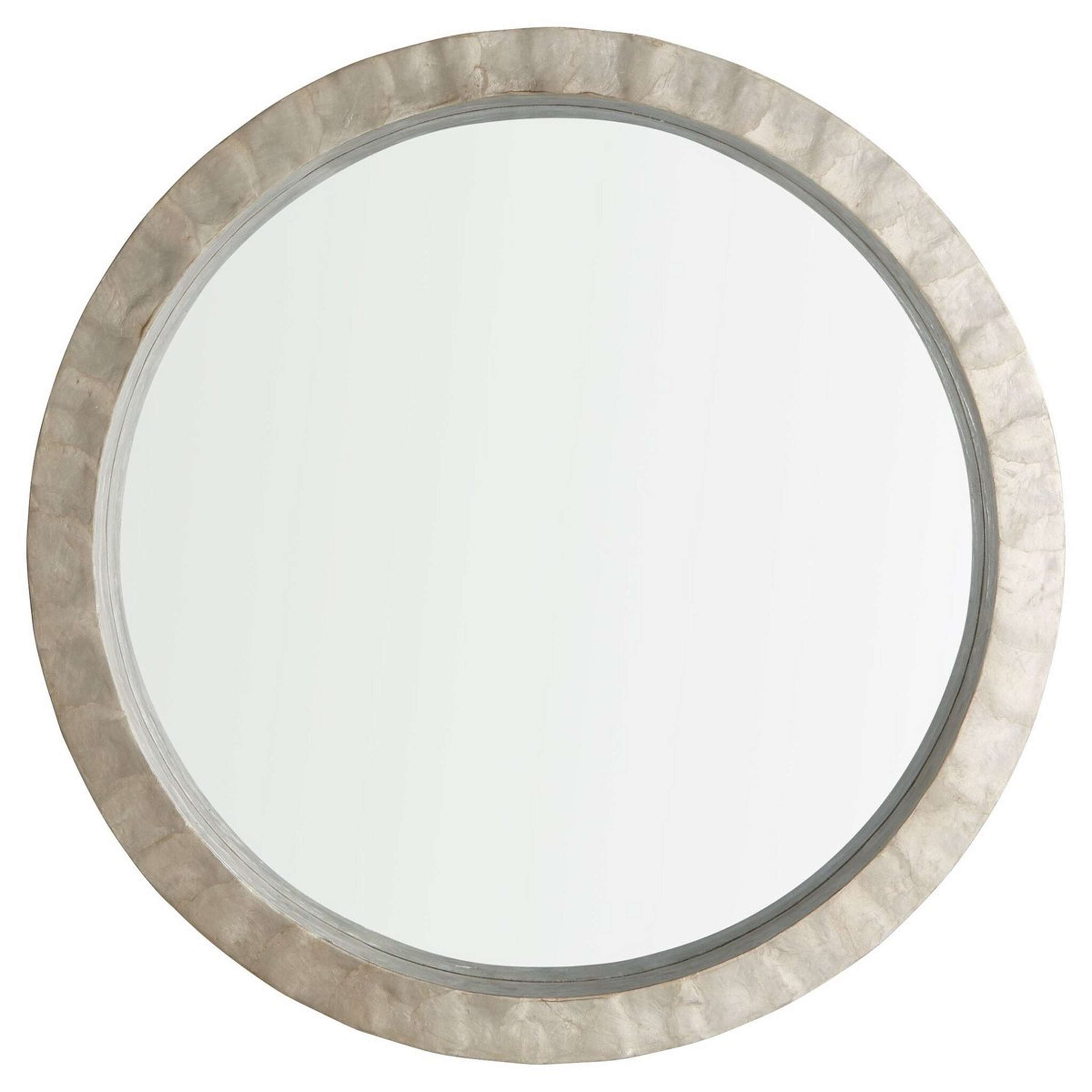 A Larissa Round Mirror - Small with Taupe Capiz Shell color