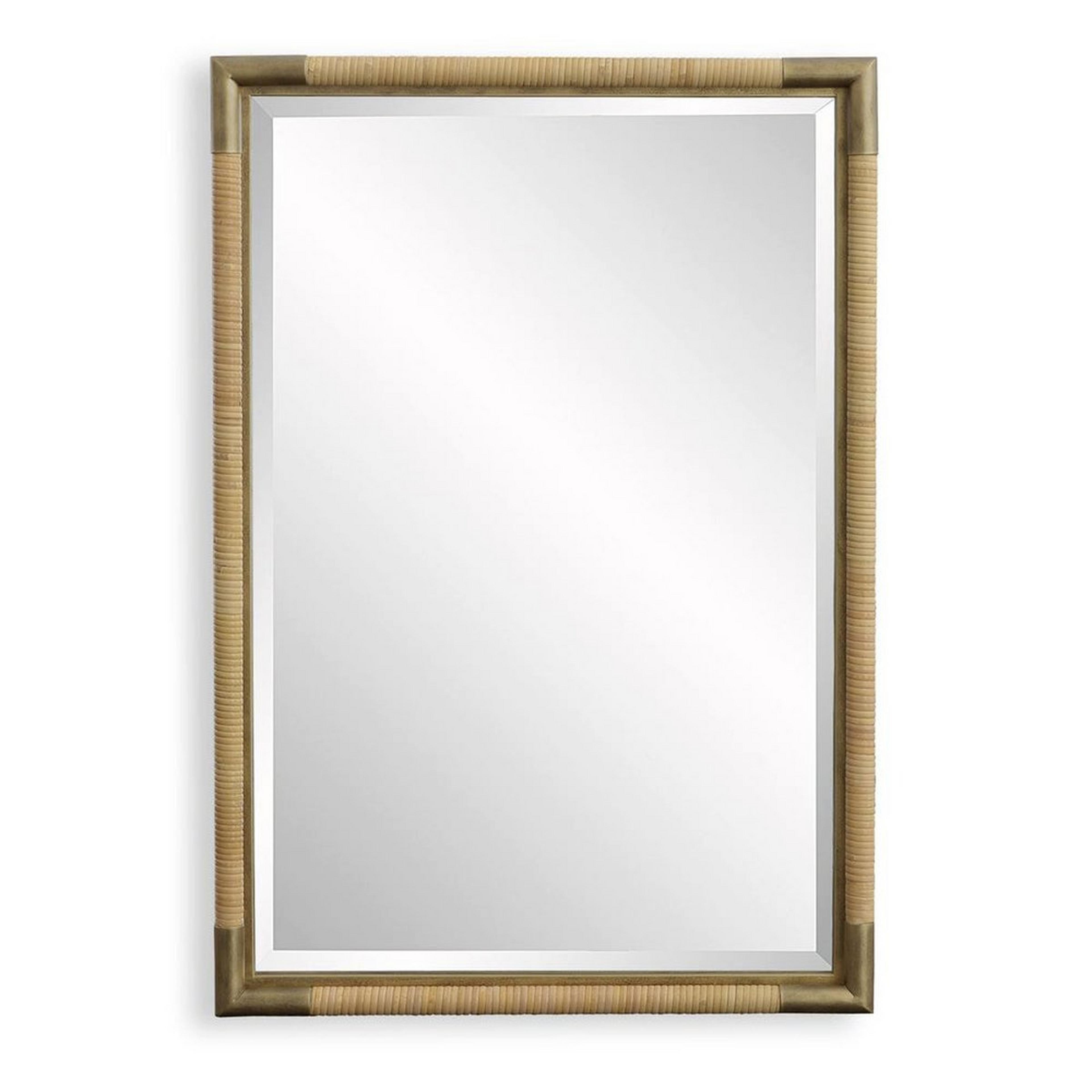 A Kinta Mirror with Natural Rattan / Antique Gold color